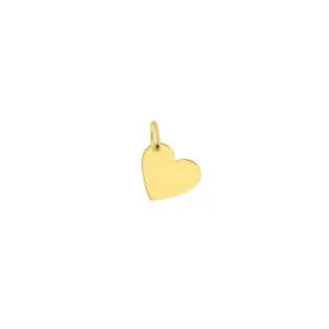 14K Yellow Gold Small Slanted Heart Engravable Charm