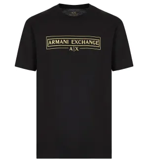 Armani Exchange Regular Fit Box Logo Tee (Black/Gold)