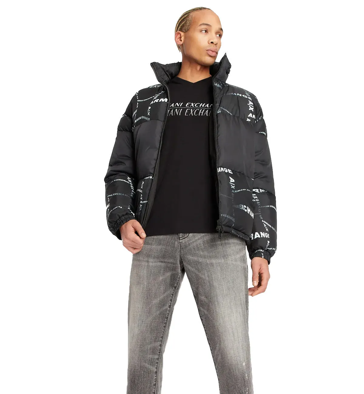 Armani Exchange Slim Fit Line Logo Tee (Black)