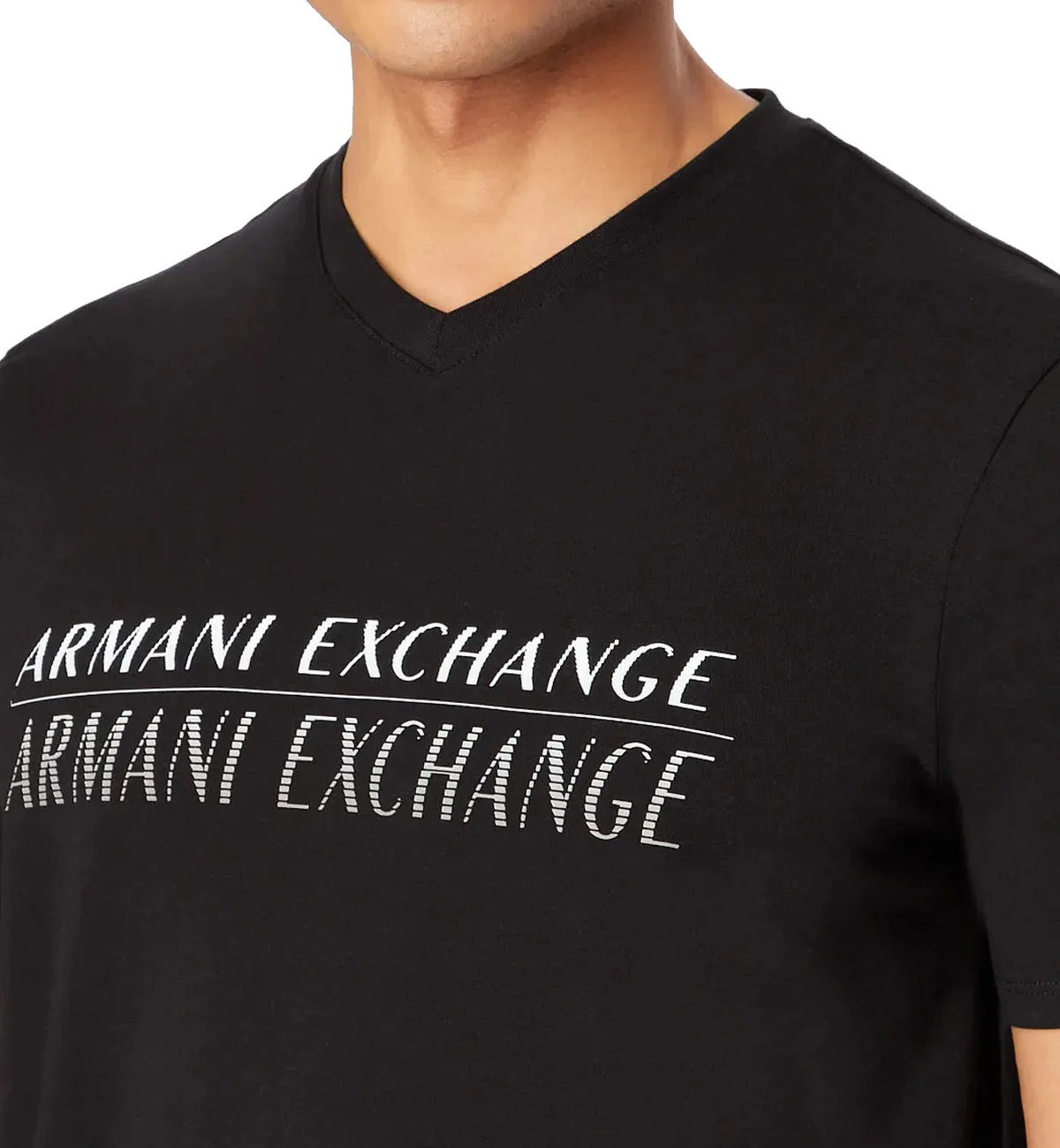 Armani Exchange Slim Fit Line Logo Tee (Black)
