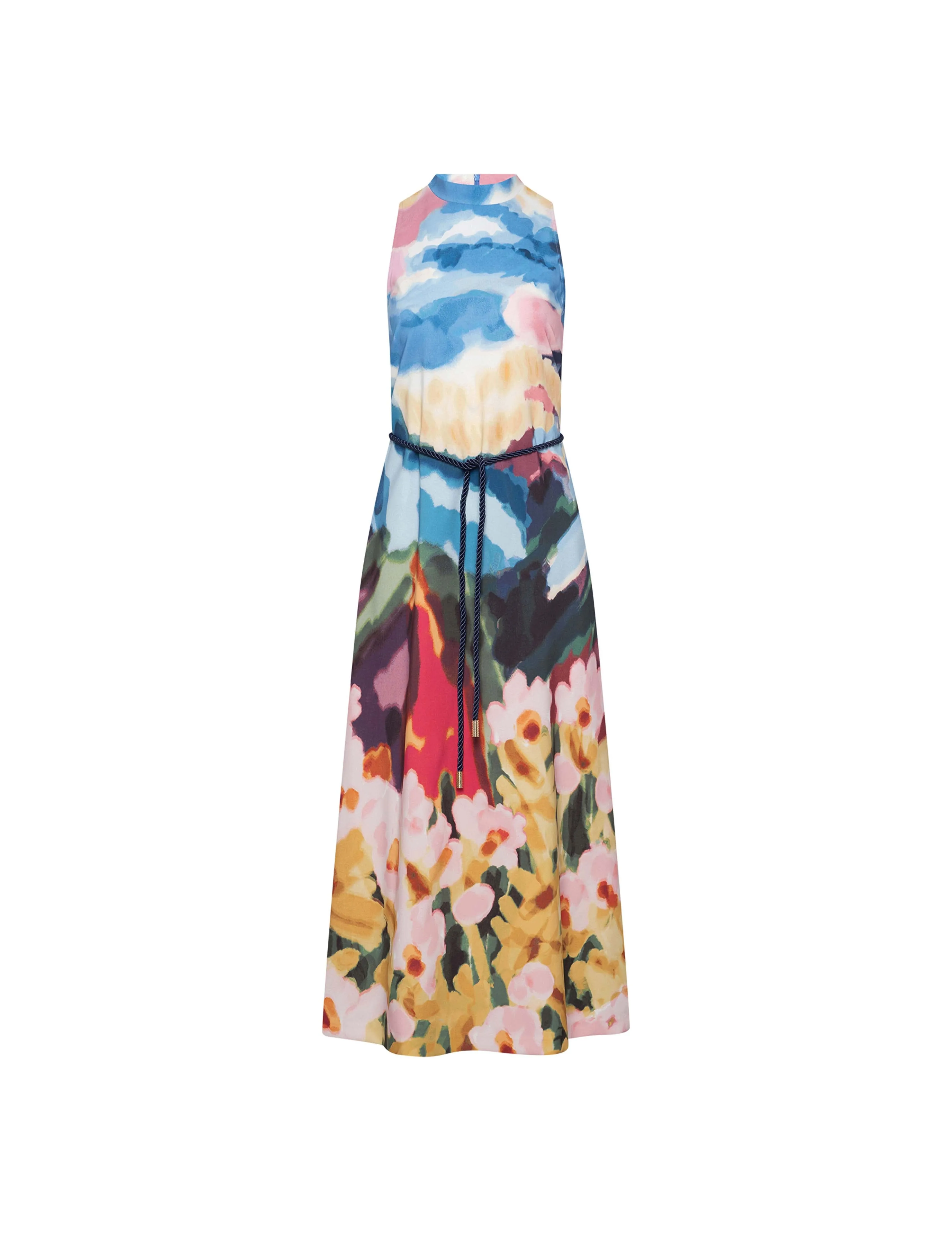 Belted Mockneck Midi Dress
