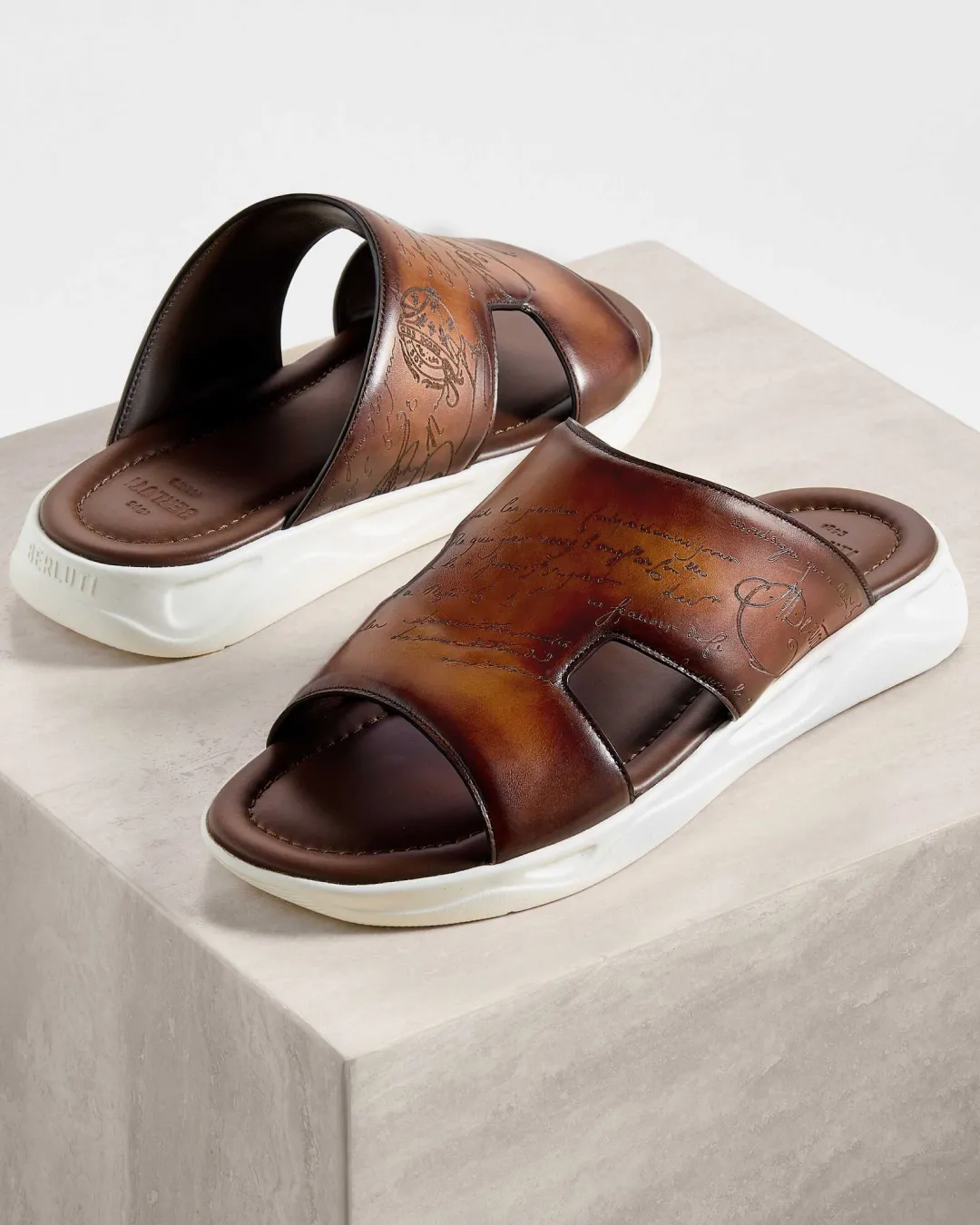 Berluti Shadow Leather Sandals