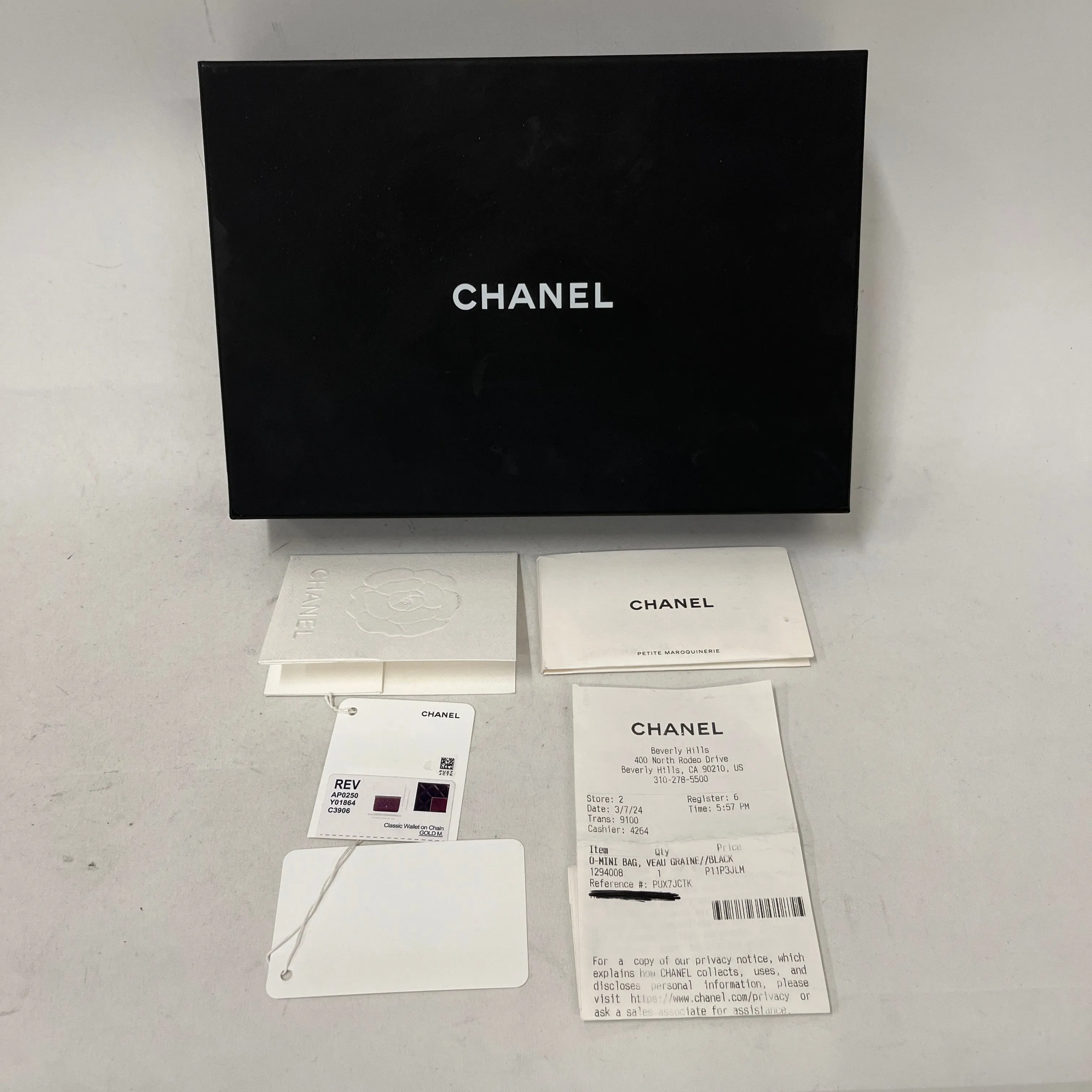 CHANEL/Cross Body Bag/Leather/BLK/Classic Wallet on Chain