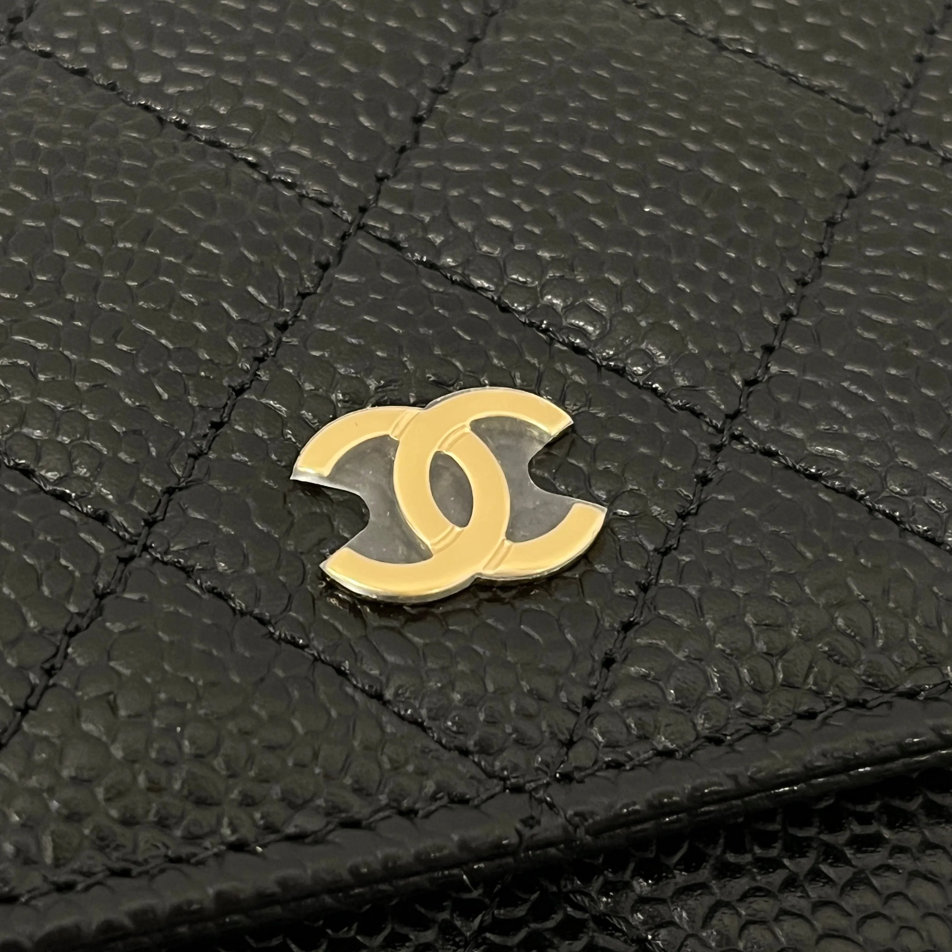 CHANEL/Cross Body Bag/Leather/BLK/Classic Wallet on Chain