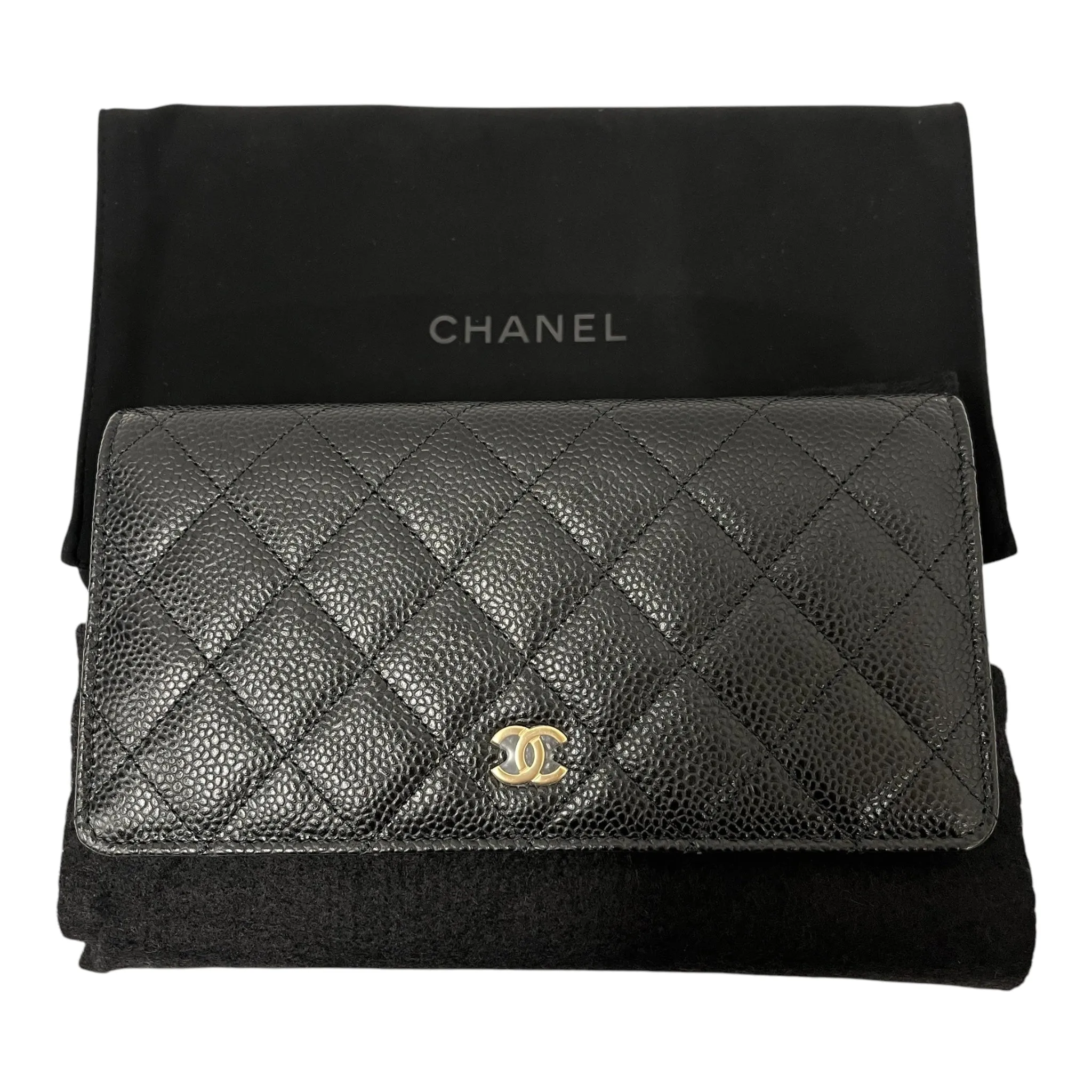 CHANEL/Cross Body Bag/Leather/BLK/Classic Wallet on Chain