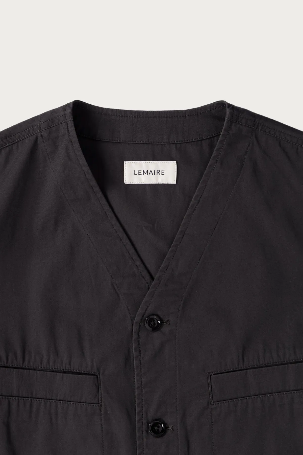 Collarless Overshirt - Charcoal