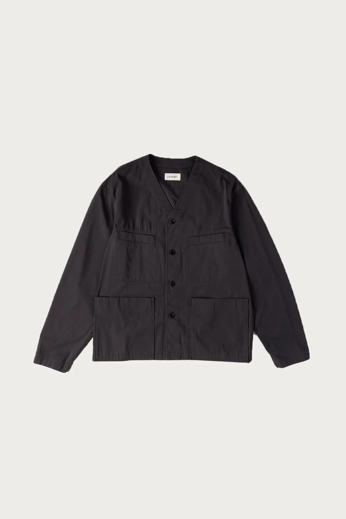 Collarless Overshirt - Charcoal