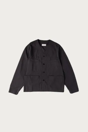 Collarless Overshirt - Charcoal