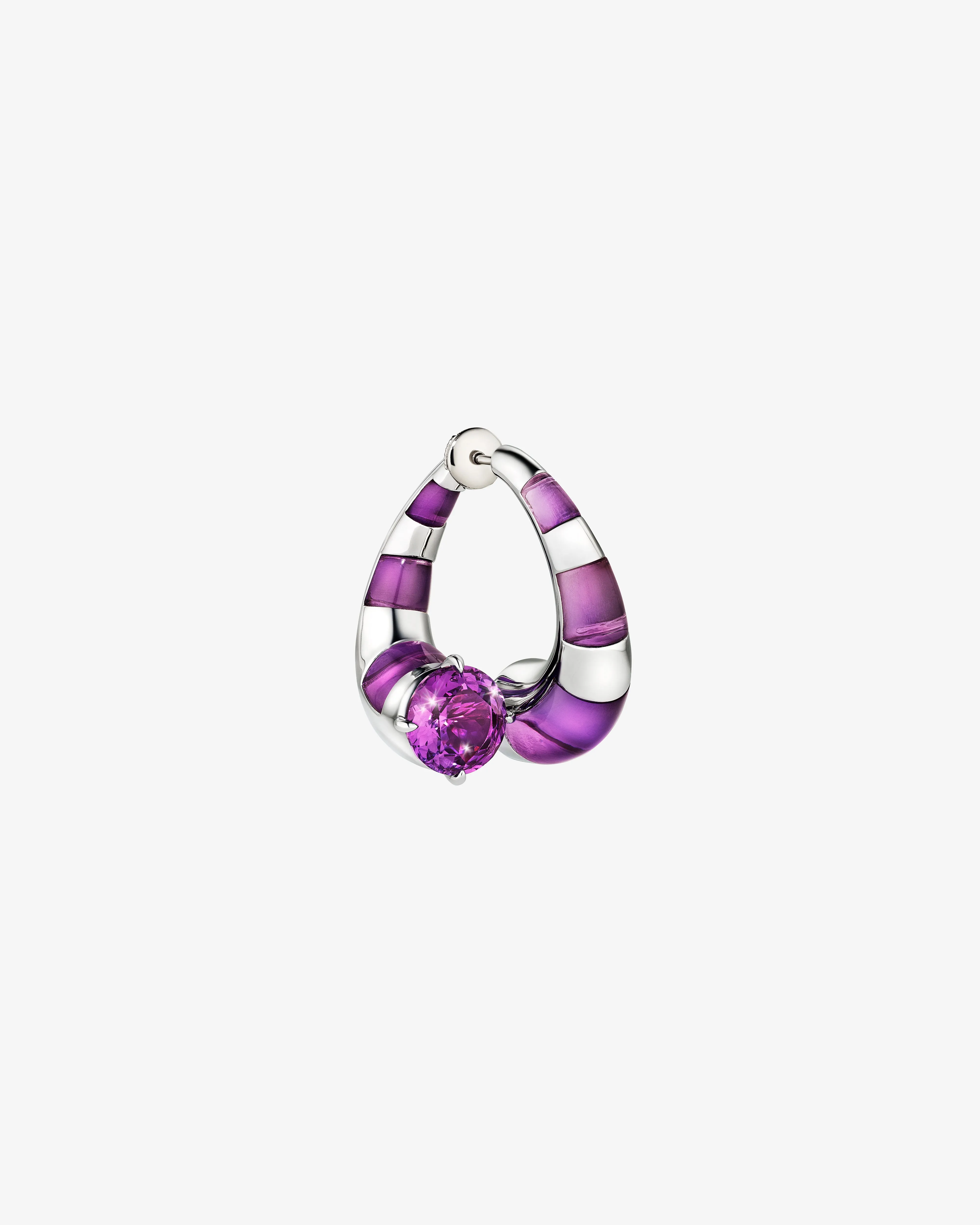 Dyne - Women's Amethyst Flow Earrings - (White Gold/Amethyst)