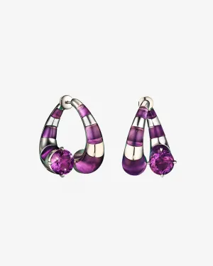 Dyne - Women's Amethyst Flow Earrings - (White Gold/Amethyst)