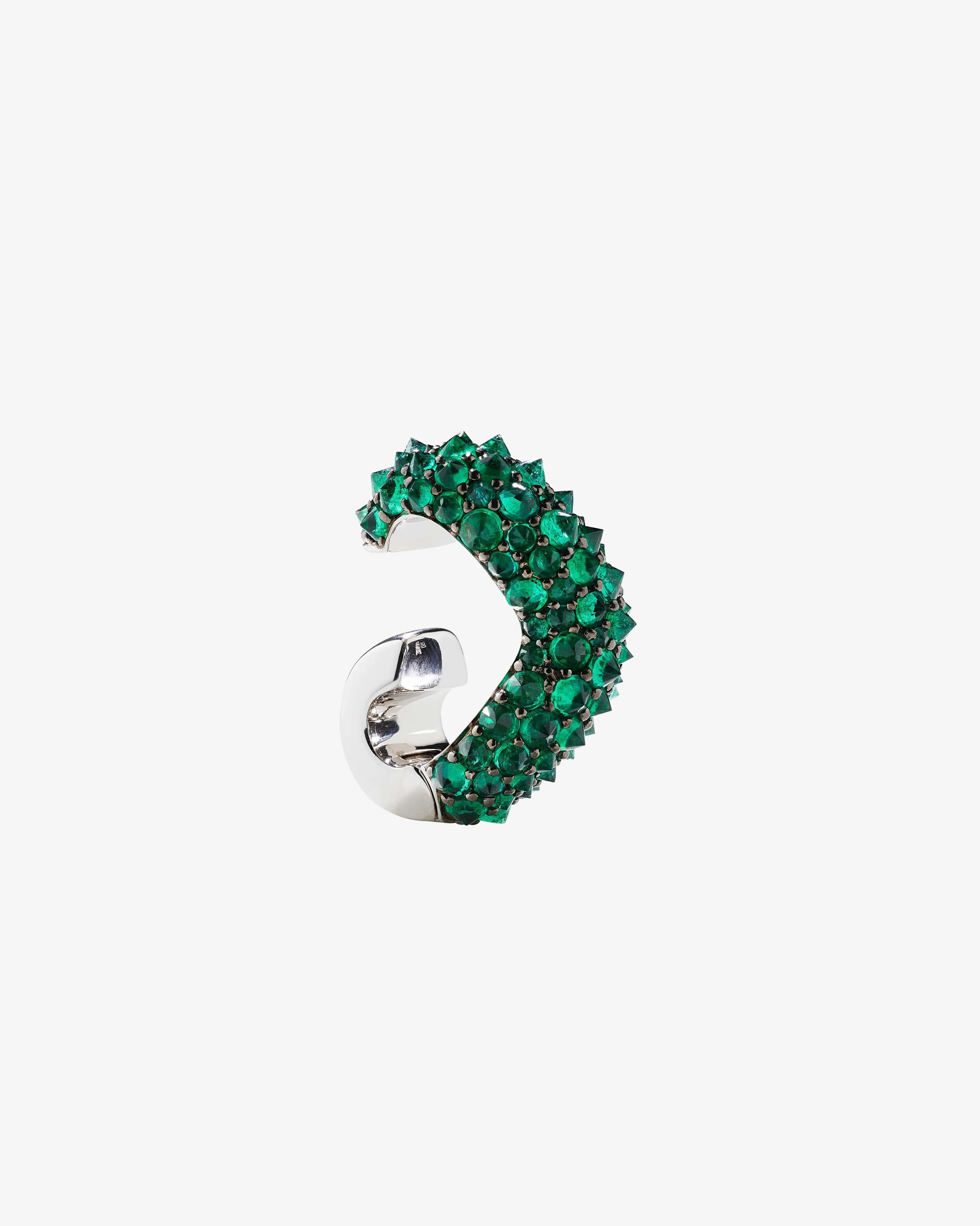 Dyne - Women's Elixia Single Ear Cuff - (White Gold/Emerald)