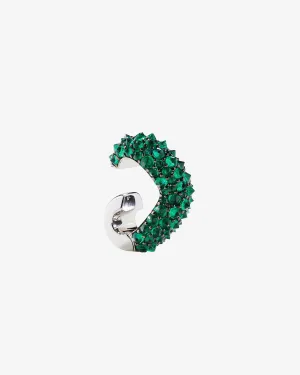 Dyne - Women's Elixia Single Ear Cuff - (White Gold/Emerald)