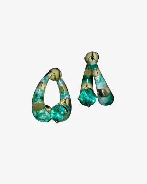 Dyne - Women's Jadeite Flow Earrings - (Yellow Gold/Jade)