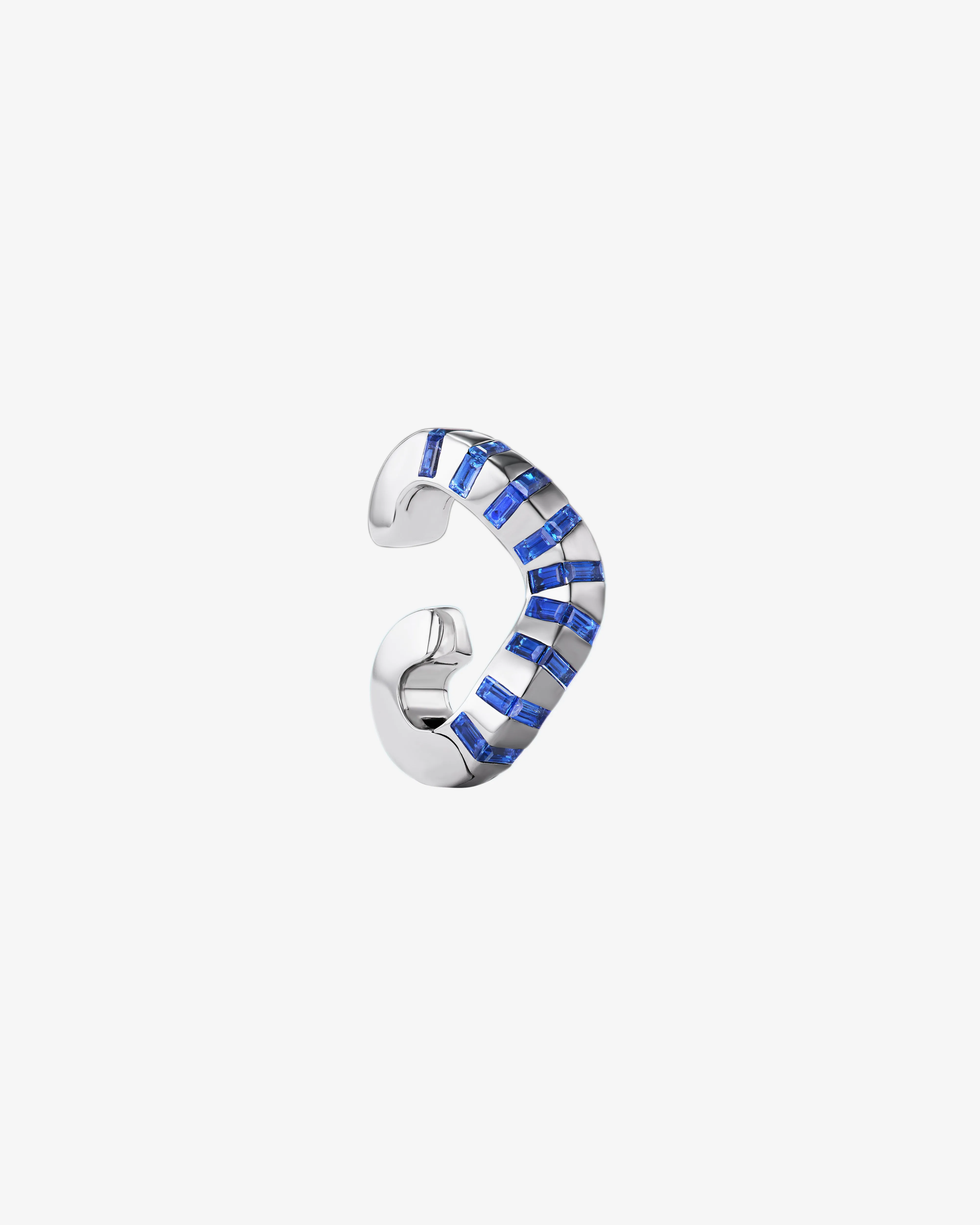 Dyne - Women's Nemes Ear Cuffs - (White Gold/Blue Sapphire)