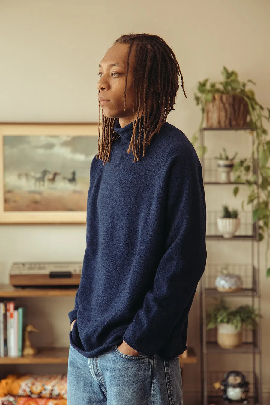 Extended Pleasure Knit - Navy Superfine Lambswool