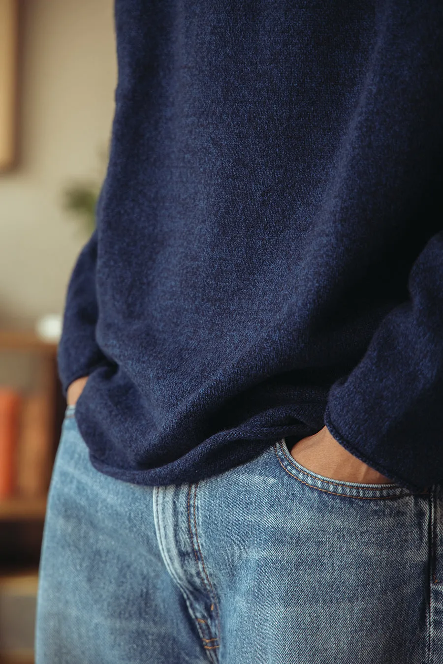 Extended Pleasure Knit - Navy Superfine Lambswool