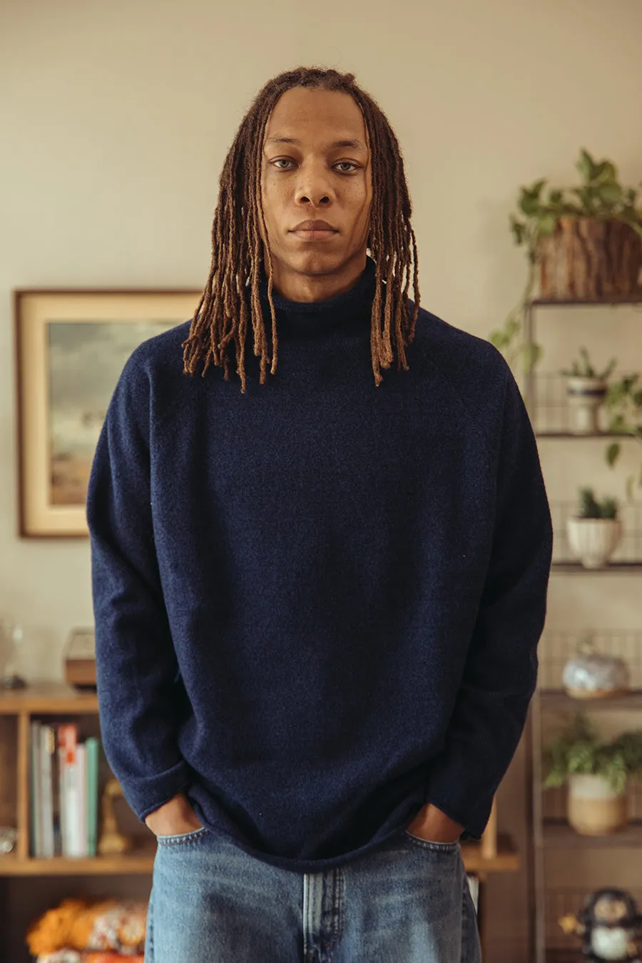 Extended Pleasure Knit - Navy Superfine Lambswool