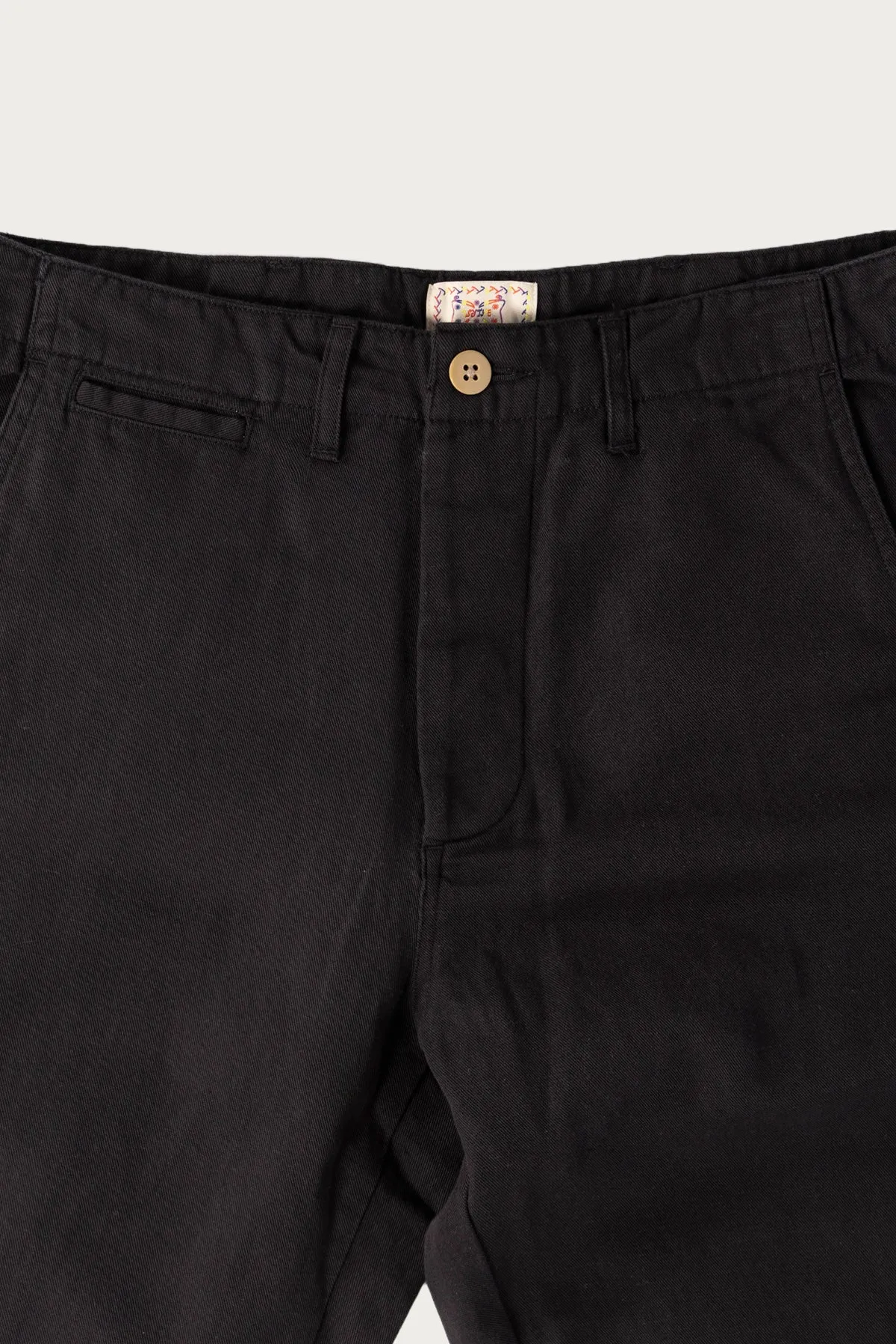 Flat Front Cotton/Linen Chinos - Faded Black
