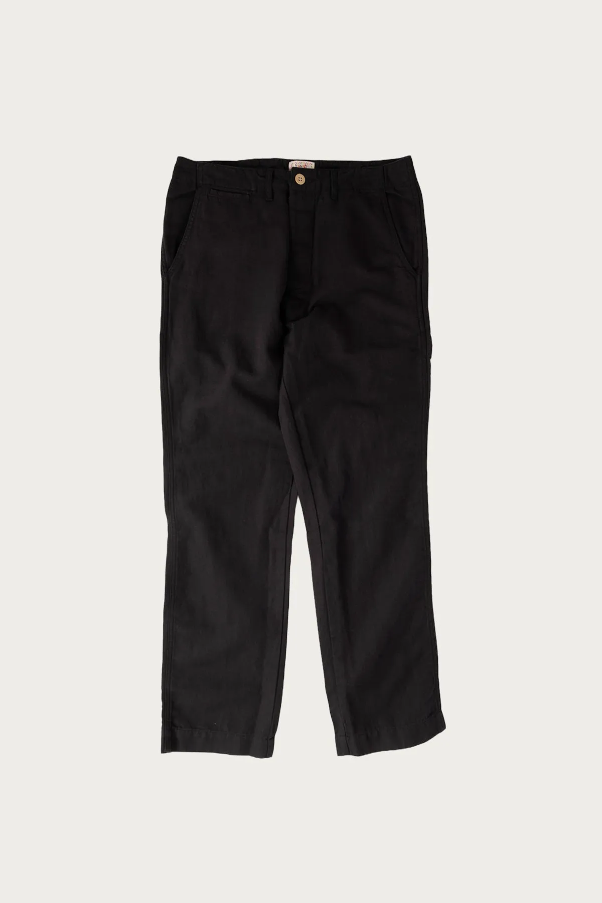 Flat Front Cotton/Linen Chinos - Faded Black