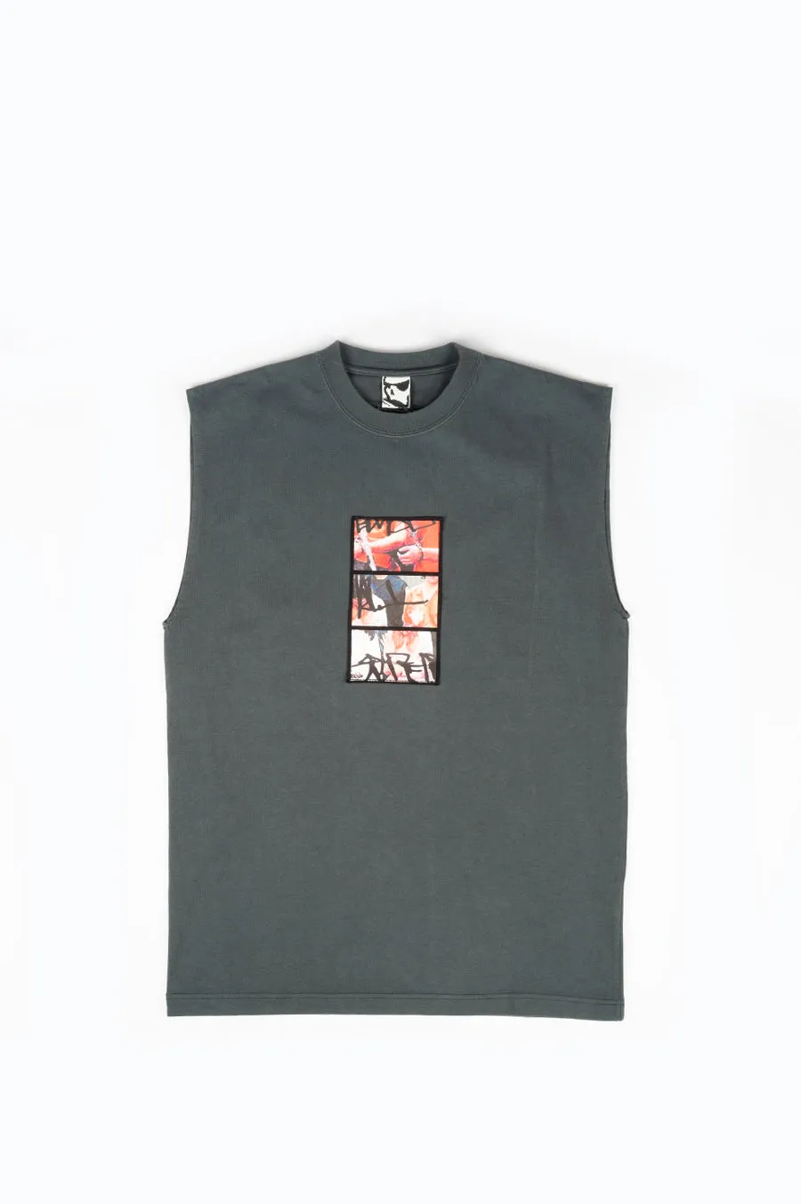 GR10K SEASONS UTILITY SLEEVE LESS T-SHIRT WITH PATCH ANTRACITE