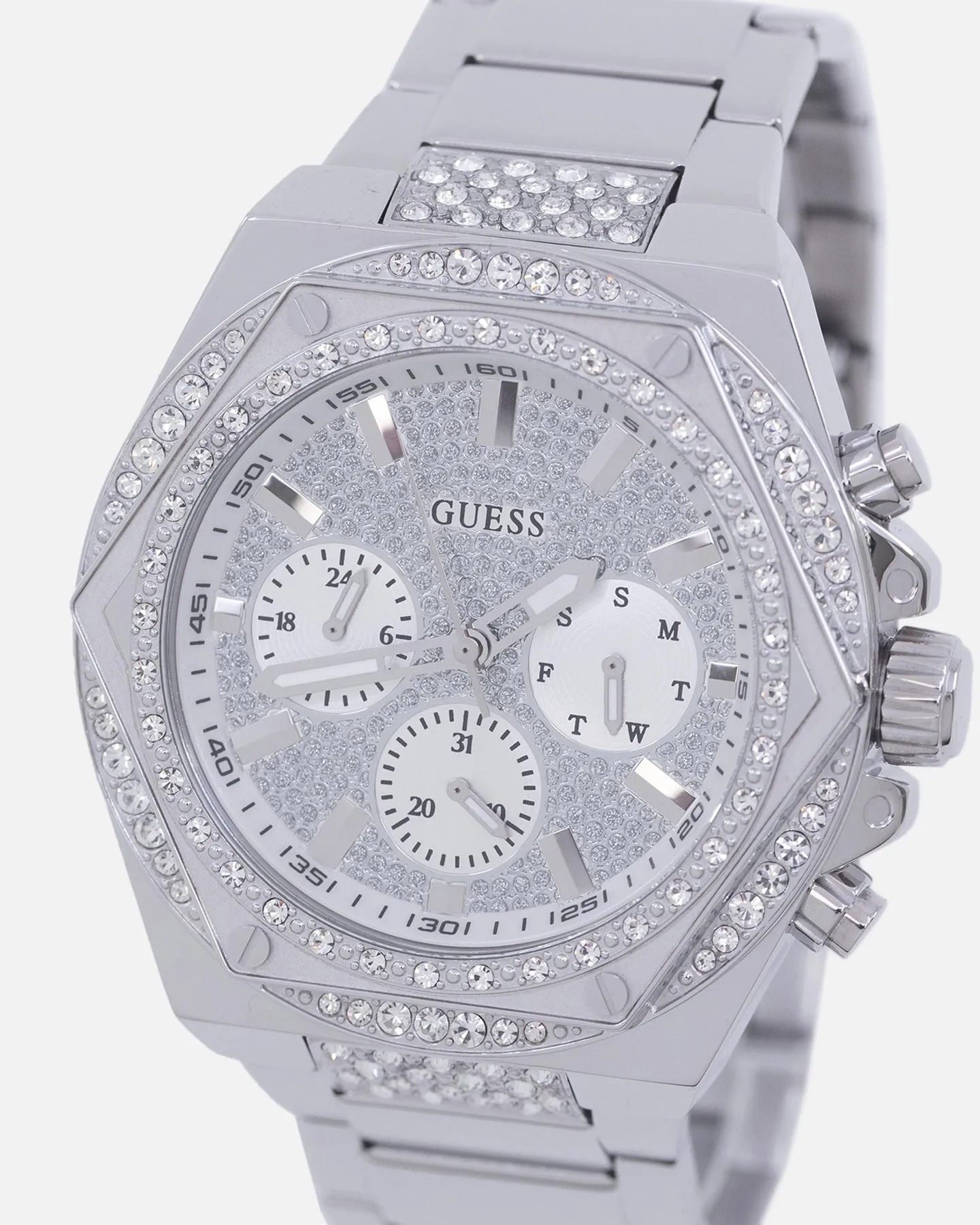 Guess Mainline Fury Glitz Bracelet Watch Silver