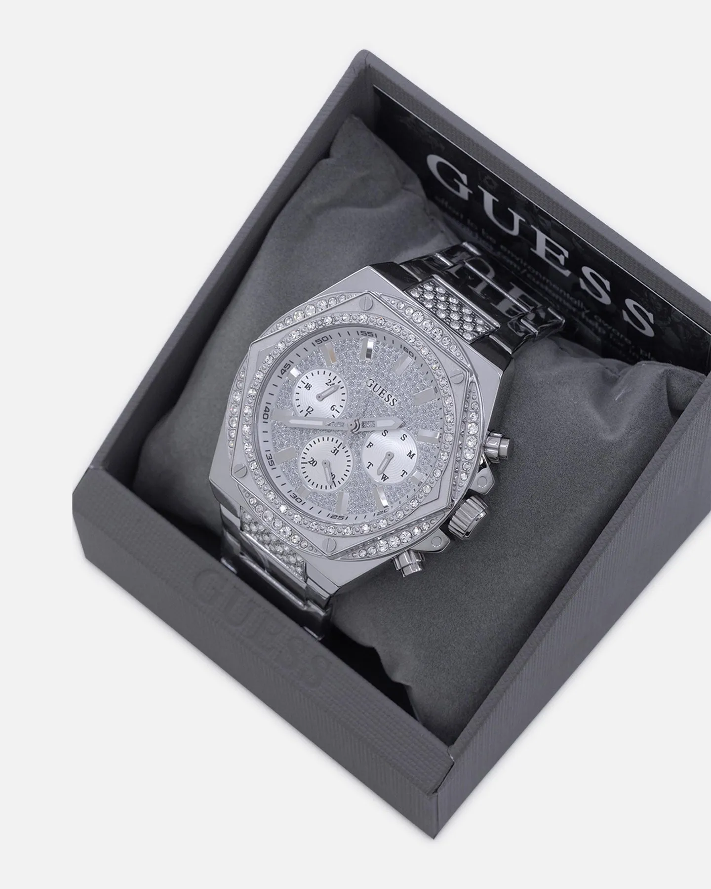 Guess Mainline Fury Glitz Bracelet Watch Silver