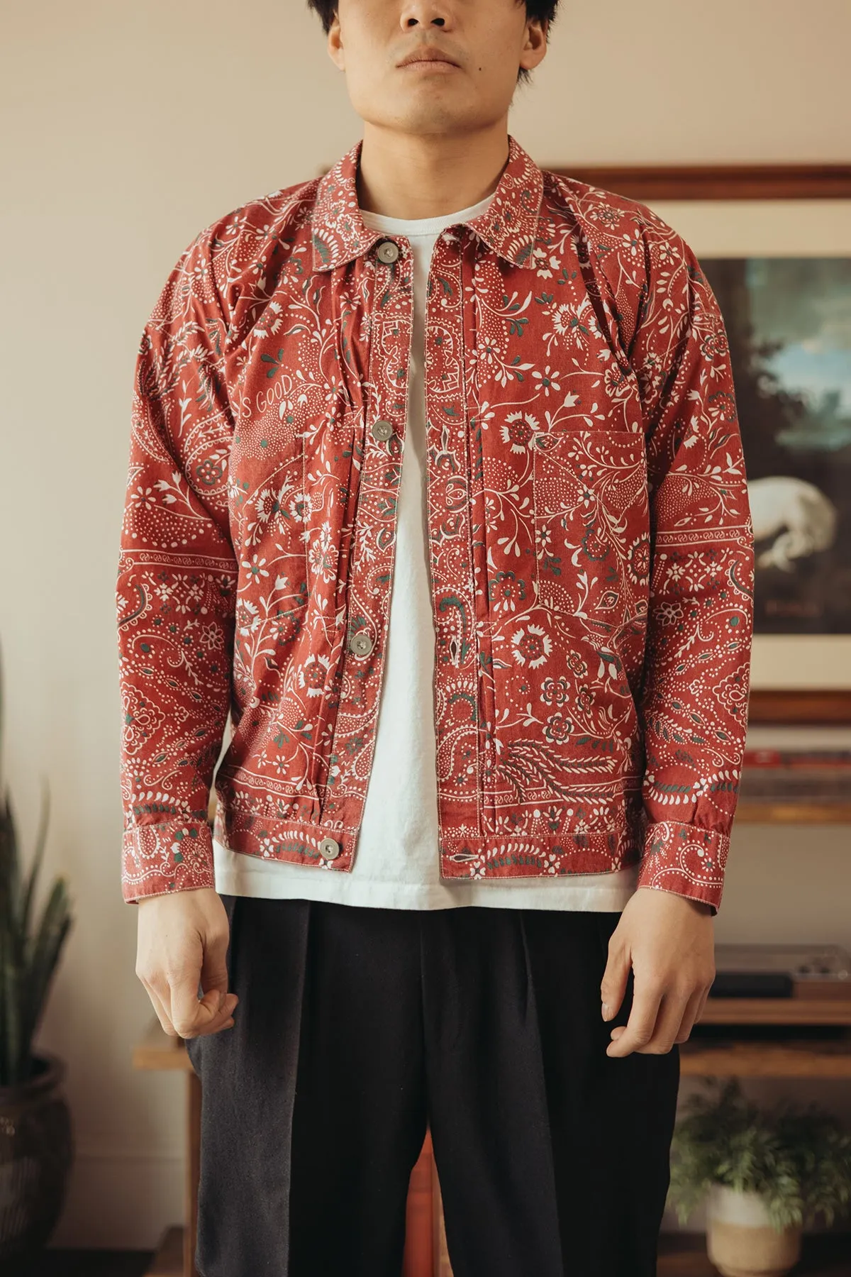Gyan Bandana Trucker Jacket - Red