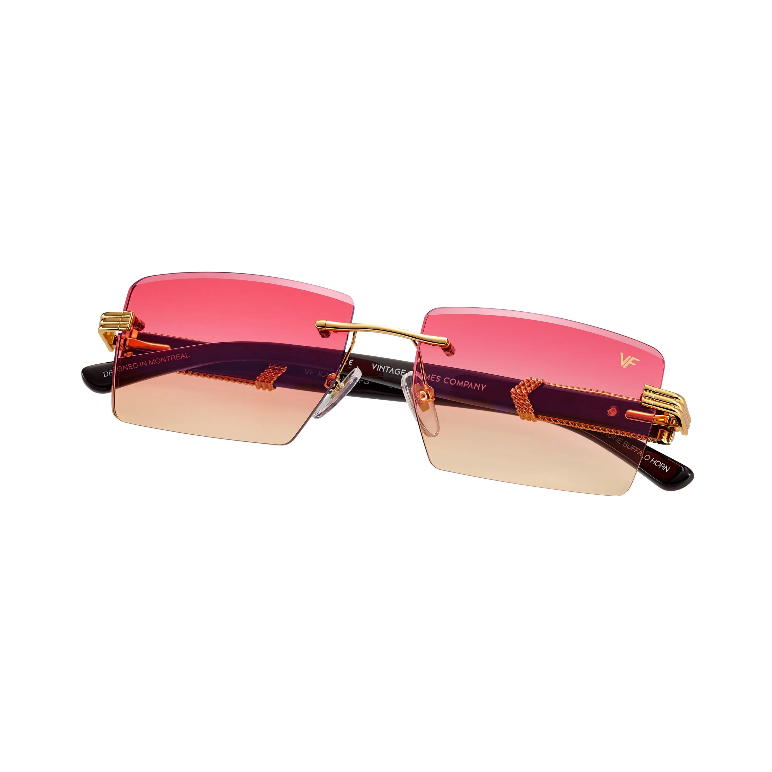 Icon Buffs Rimless Black Buffalo Horn 24KT Gold