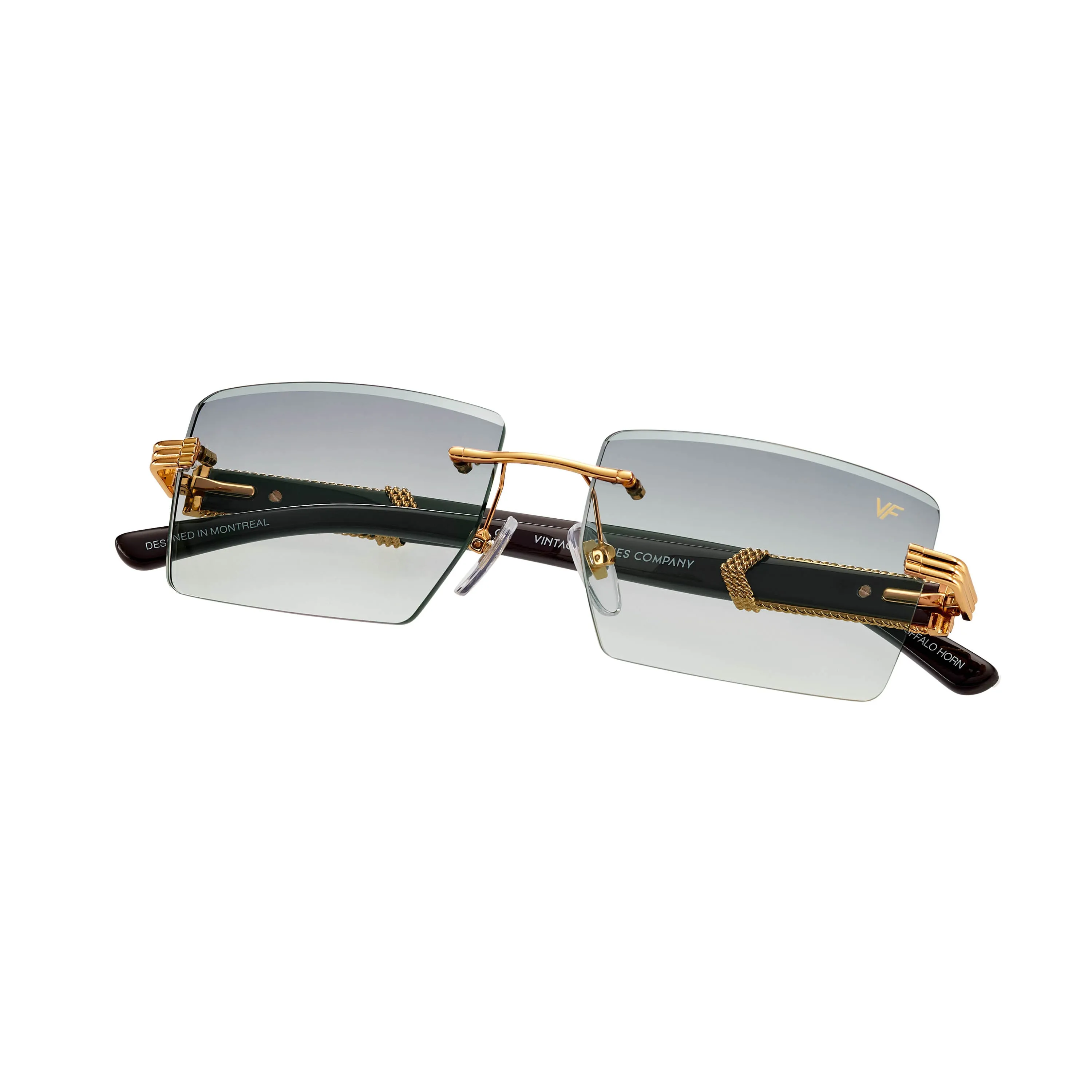 Icon Buffs Rimless Black Buffalo Horn 24KT Gold