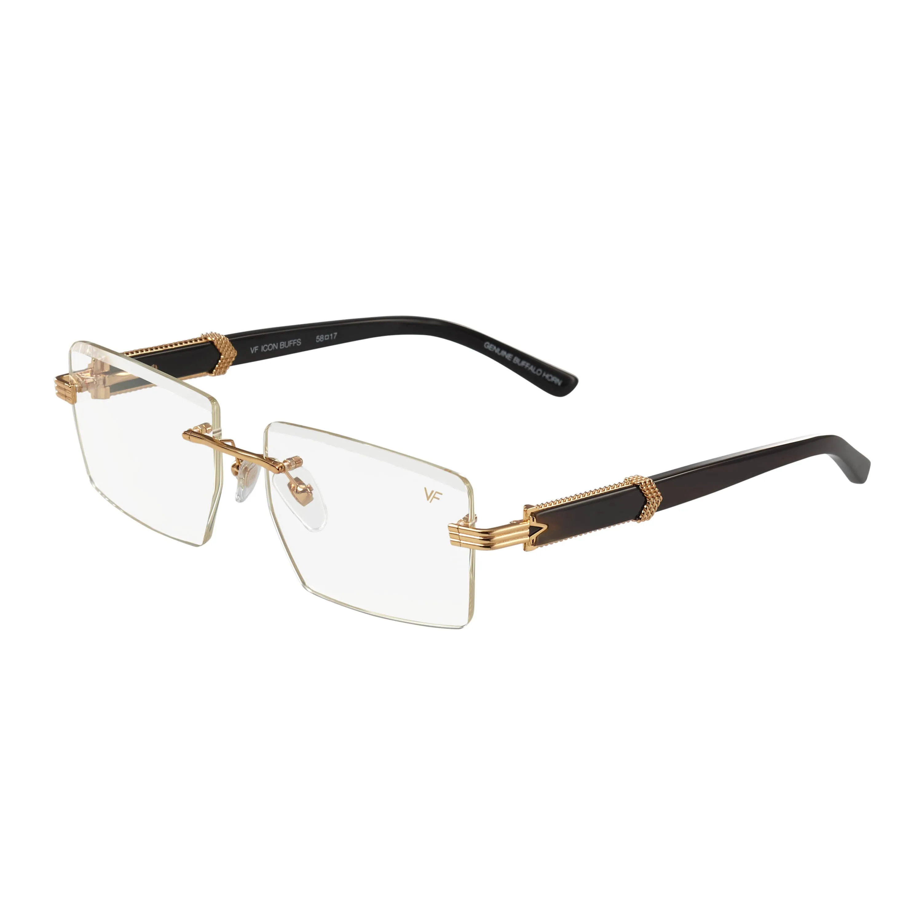 Icon Buffs Rimless Black Buffalo Horn 24KT Gold