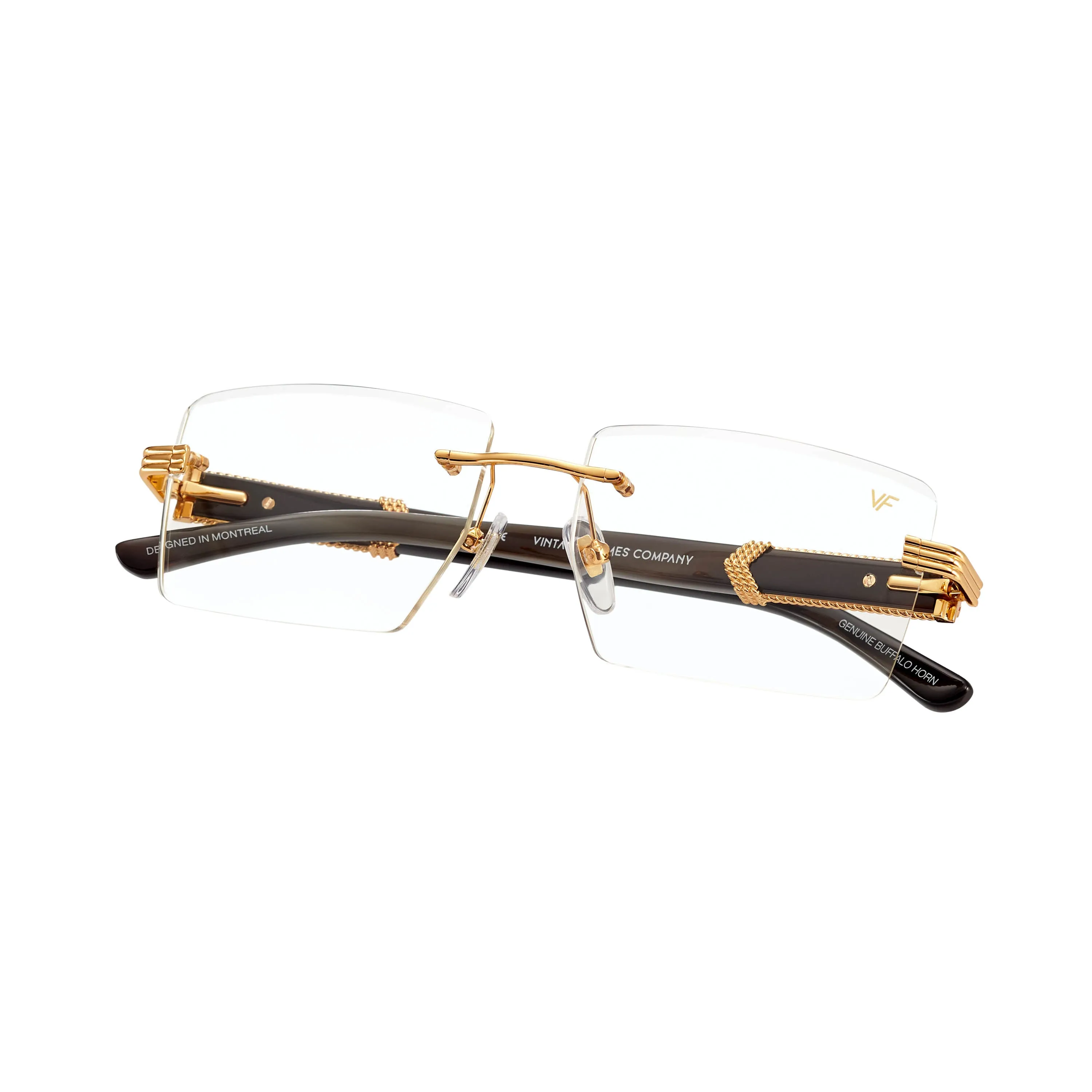 Icon Buffs Rimless Black Buffalo Horn 24KT Gold