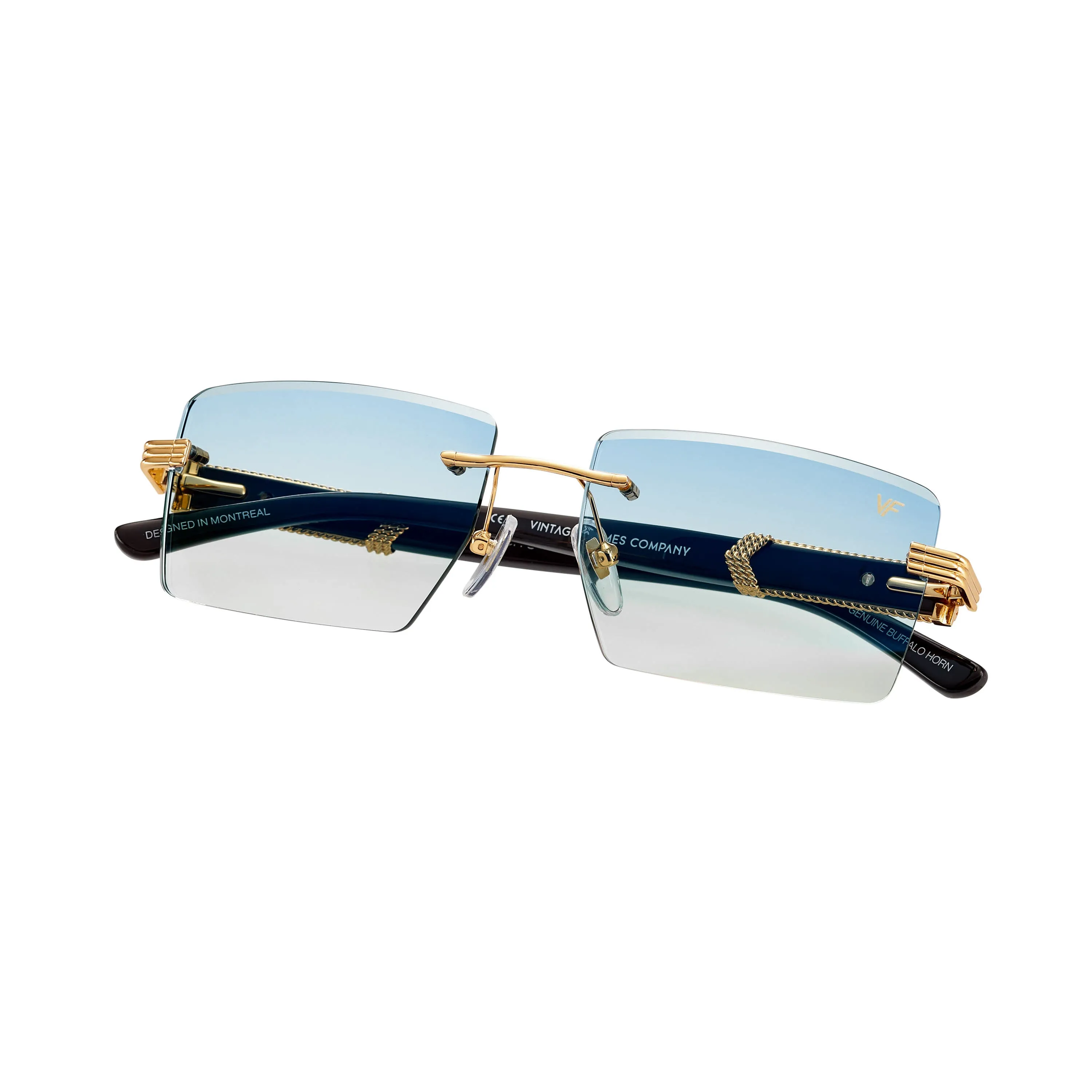 Icon Buffs Rimless Black Buffalo Horn 24KT Gold