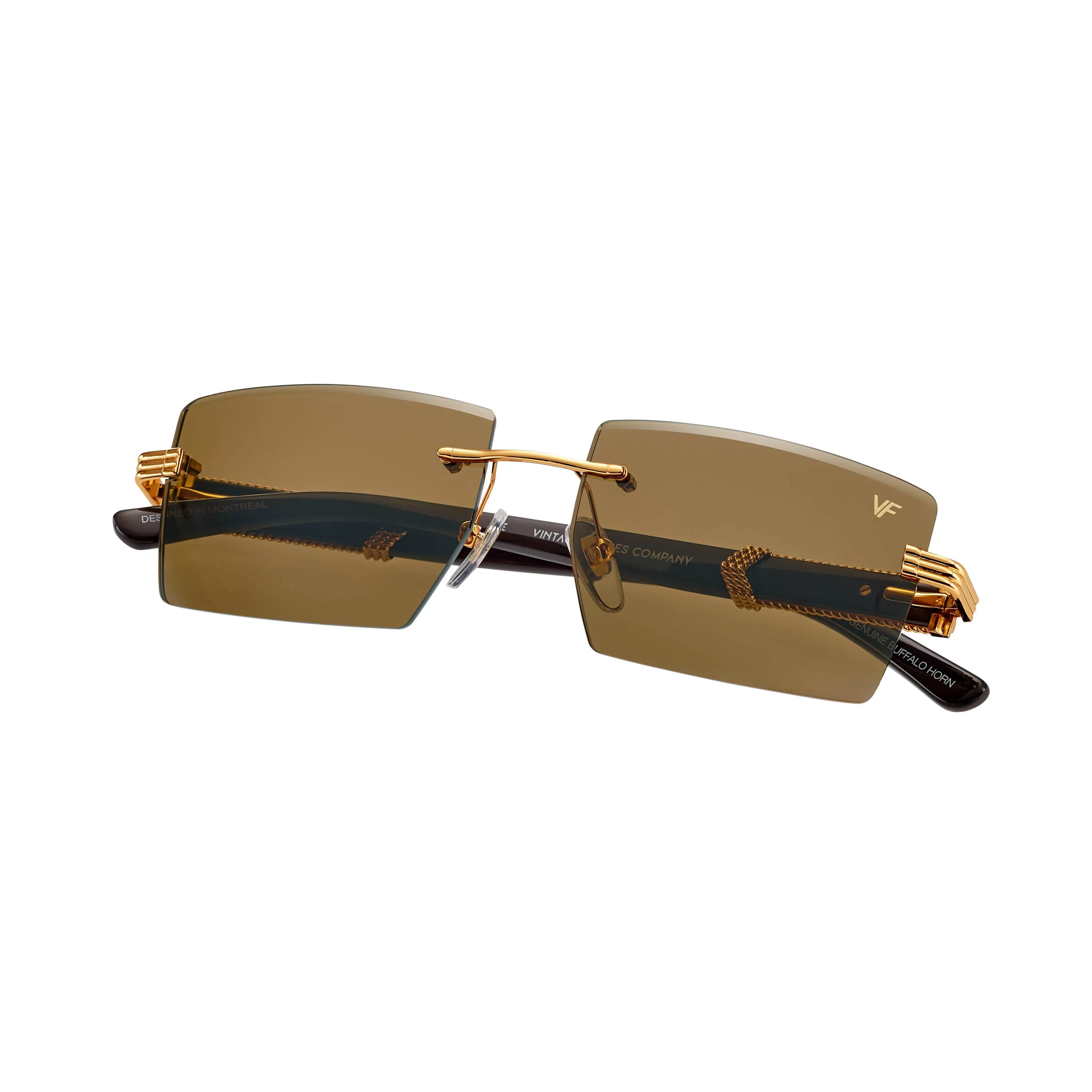 Icon Buffs Rimless Black Buffalo Horn 24KT Gold
