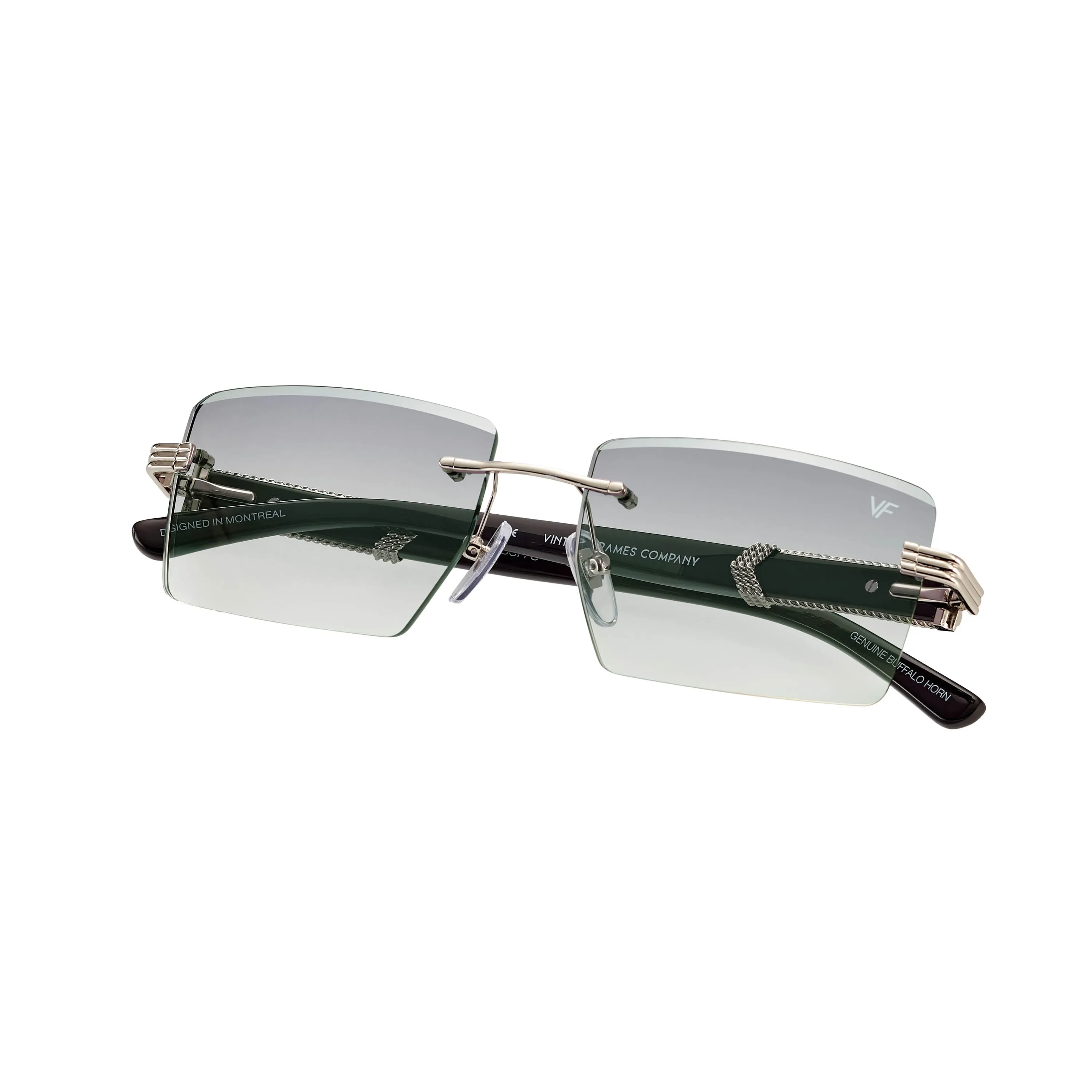 Icon Buffs Rimless Black Buffalo Horn 24KT White Gold