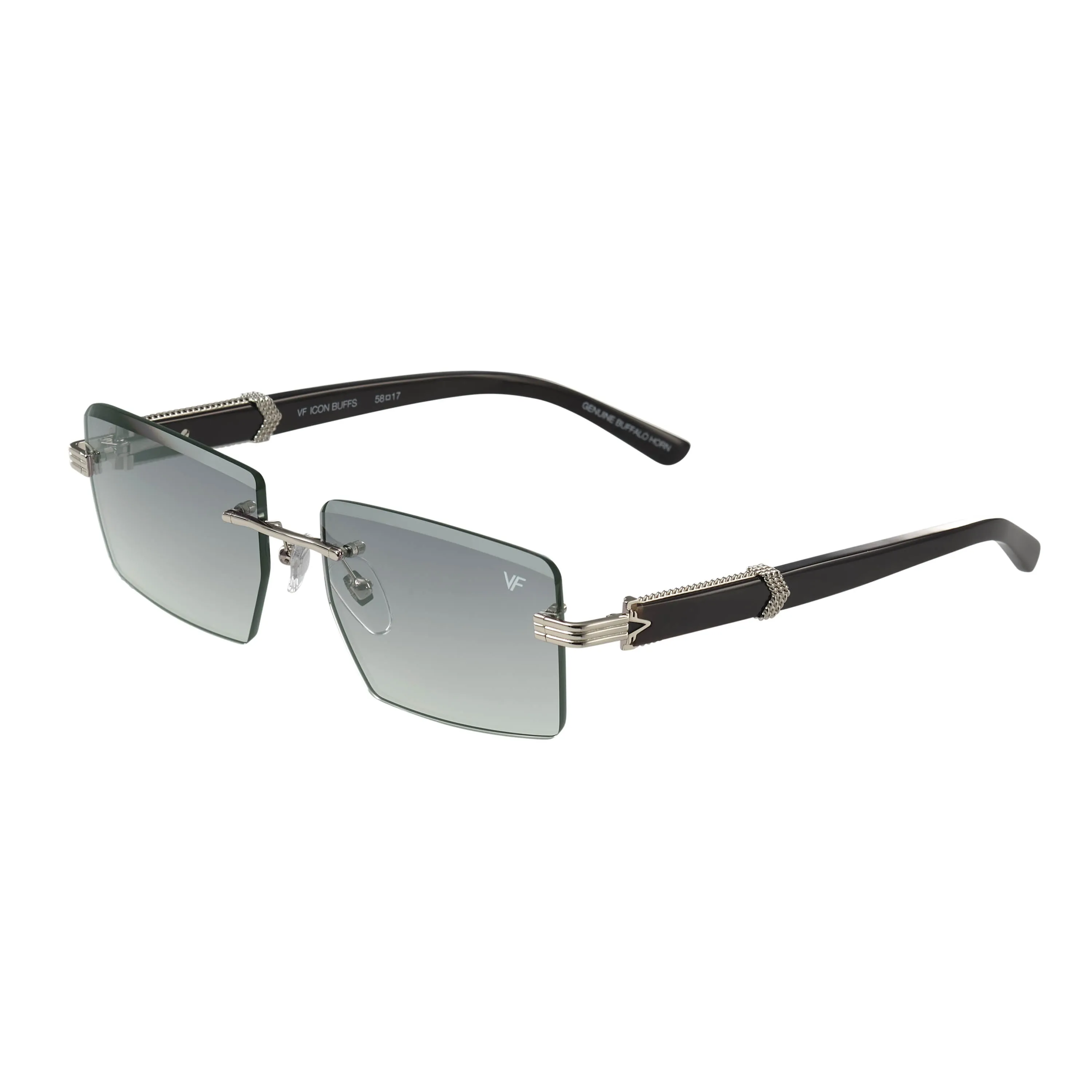 Icon Buffs Rimless Black Buffalo Horn 24KT White Gold