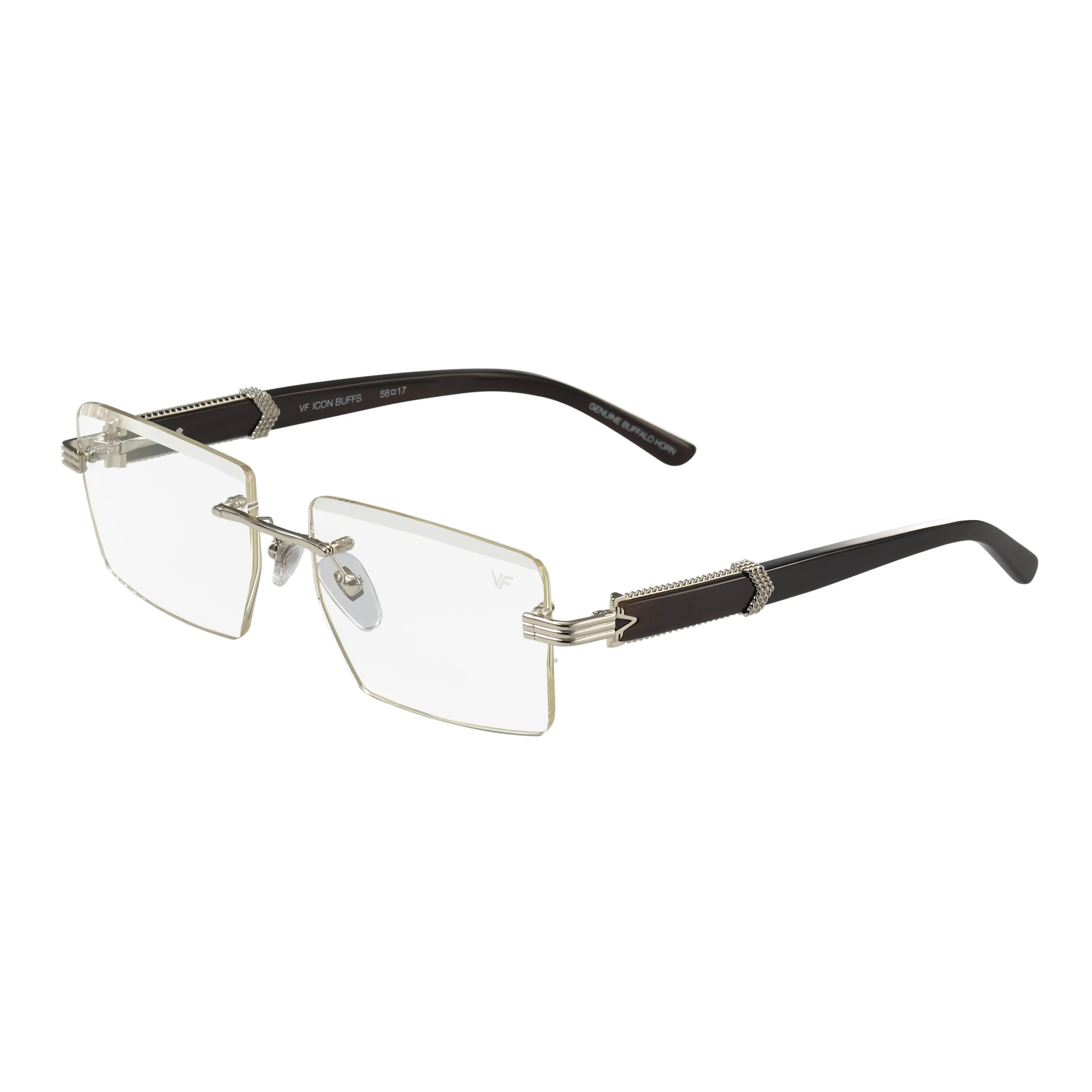 Icon Buffs Rimless Black Buffalo Horn 24KT White Gold