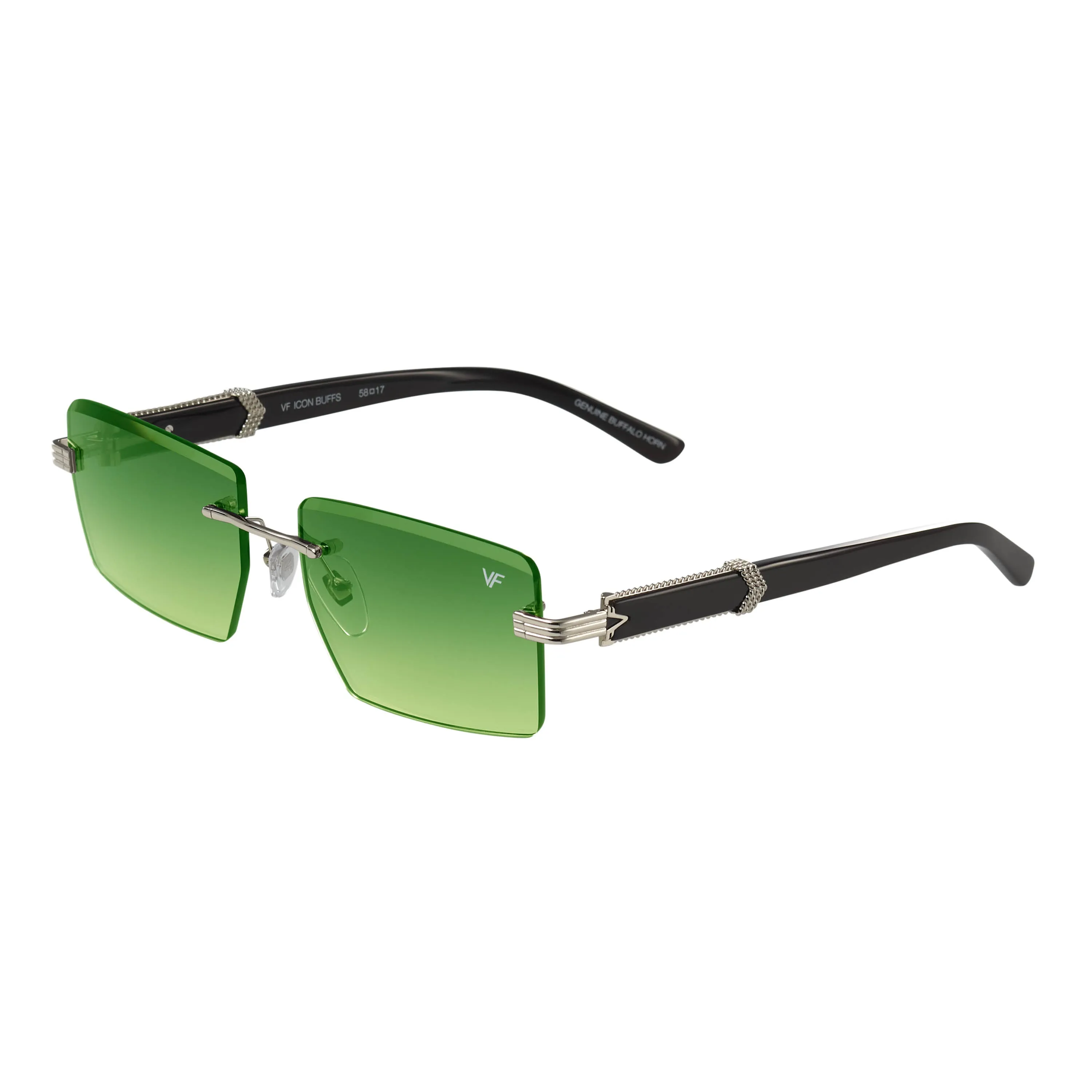 Icon Buffs Rimless Black Buffalo Horn 24KT White Gold