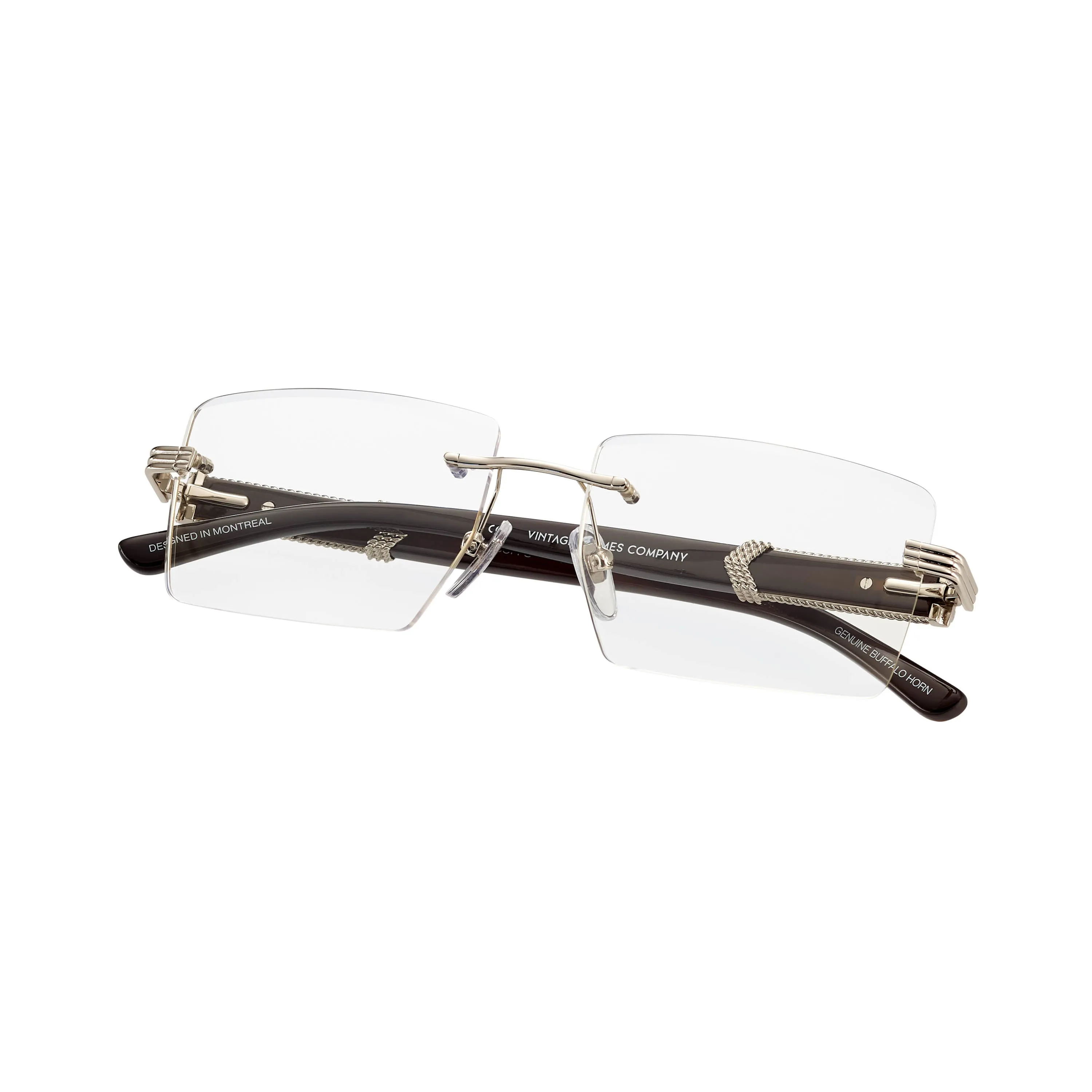 Icon Buffs Rimless Black Buffalo Horn 24KT White Gold