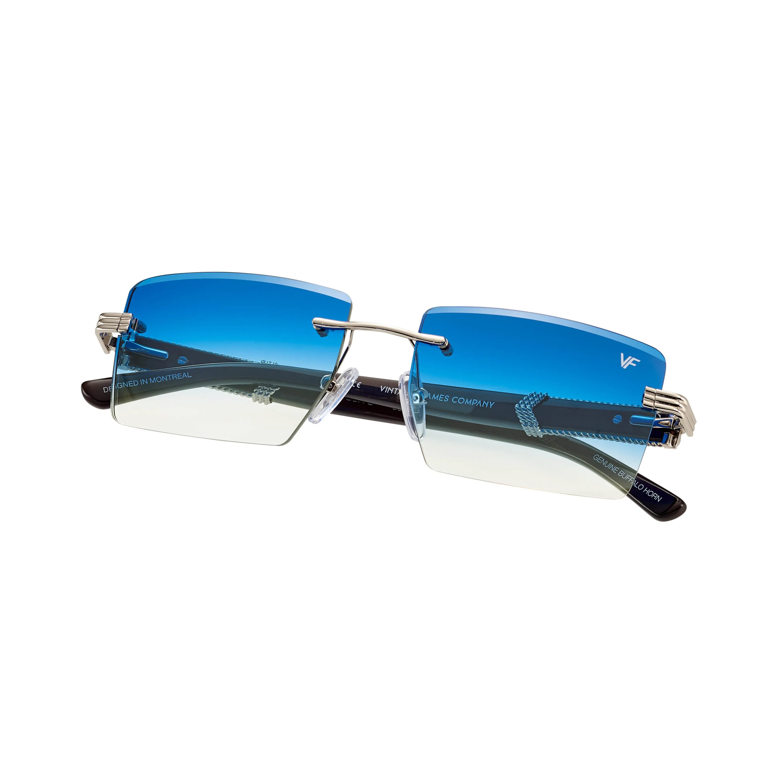 Icon Buffs Rimless Black Buffalo Horn 24KT White Gold