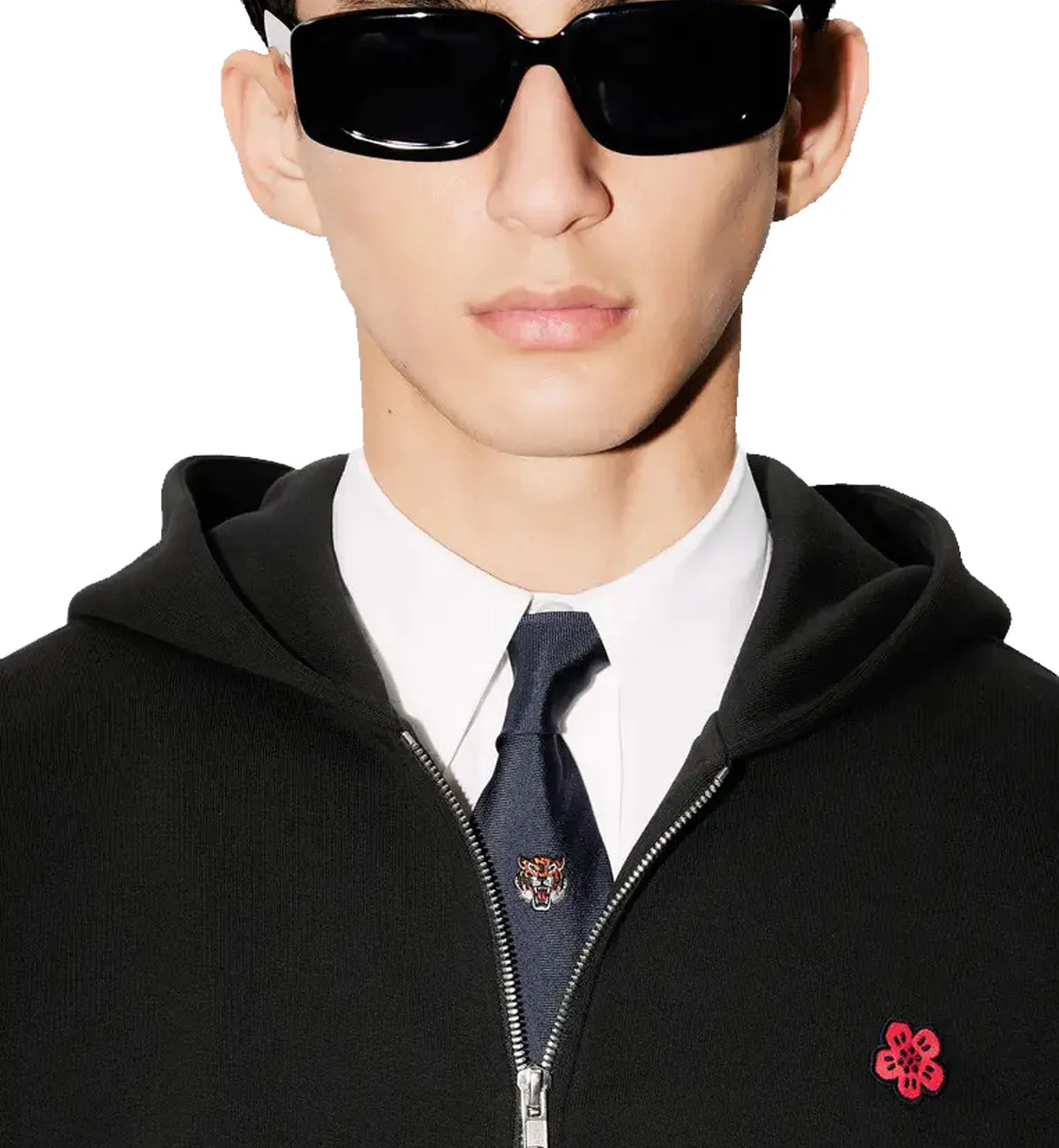 Kenzo Boke Flower Embroidery Zip Hoodie (Black)