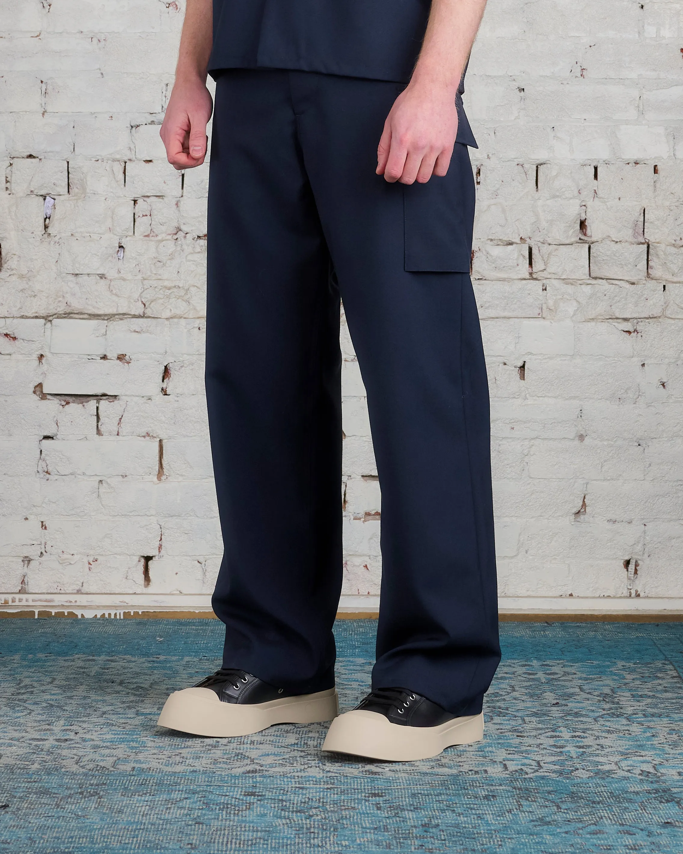 Marni Tropical Wool Single Cargo Pant Blue-Black