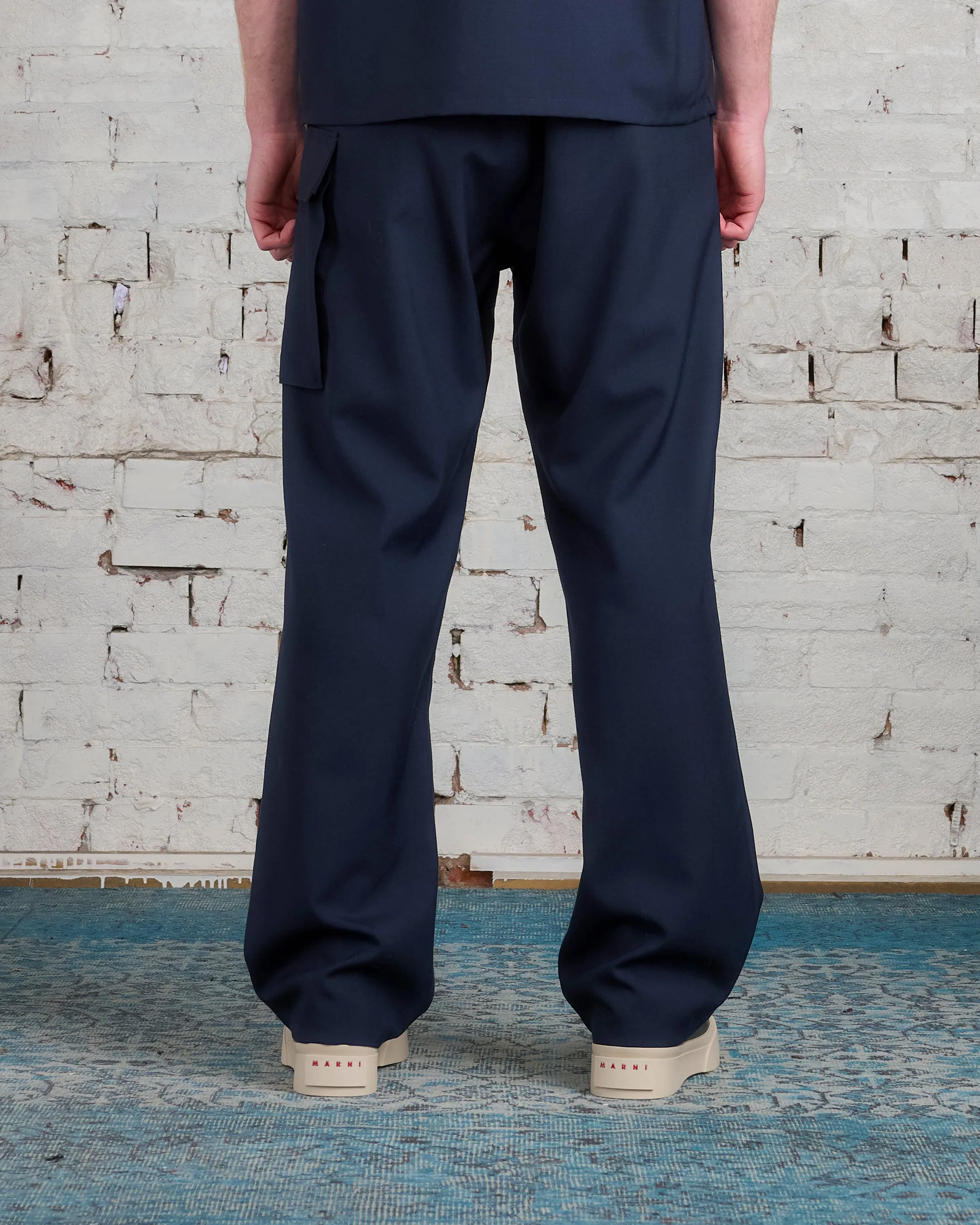 Marni Tropical Wool Single Cargo Pant Blue-Black