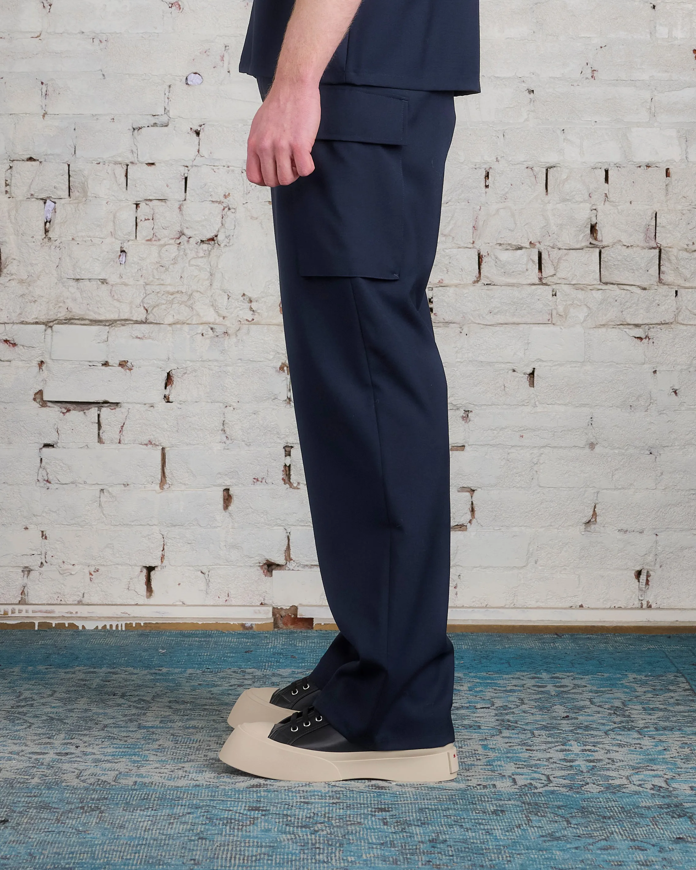 Marni Tropical Wool Single Cargo Pant Blue-Black