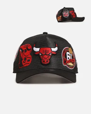 New Era Chicago Bulls 'Mesh Crown All Over Logos' 9FORTY A-Frame Snapback Official Team Colour
