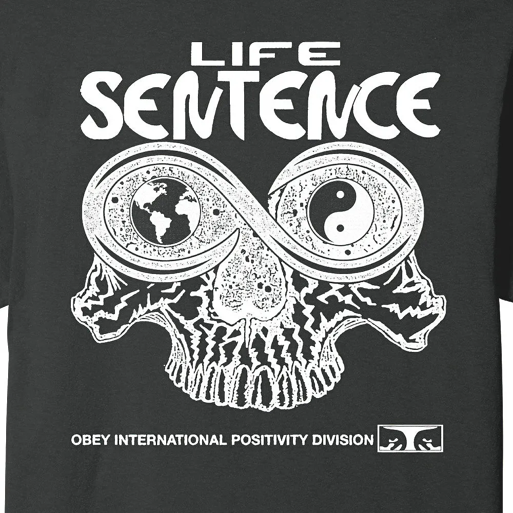 OBEY LIFE SENTENCE CLASSIC PIGMENT T-SHIRT // PIGMENT VINTAGE BLACK