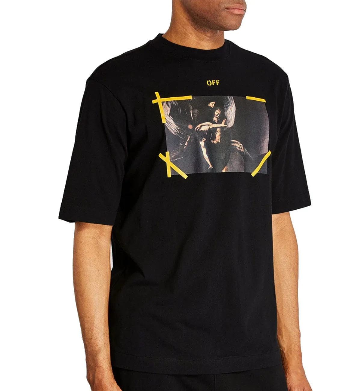 Off-White Yellow Line Caravaggio T-Shirt (Black)