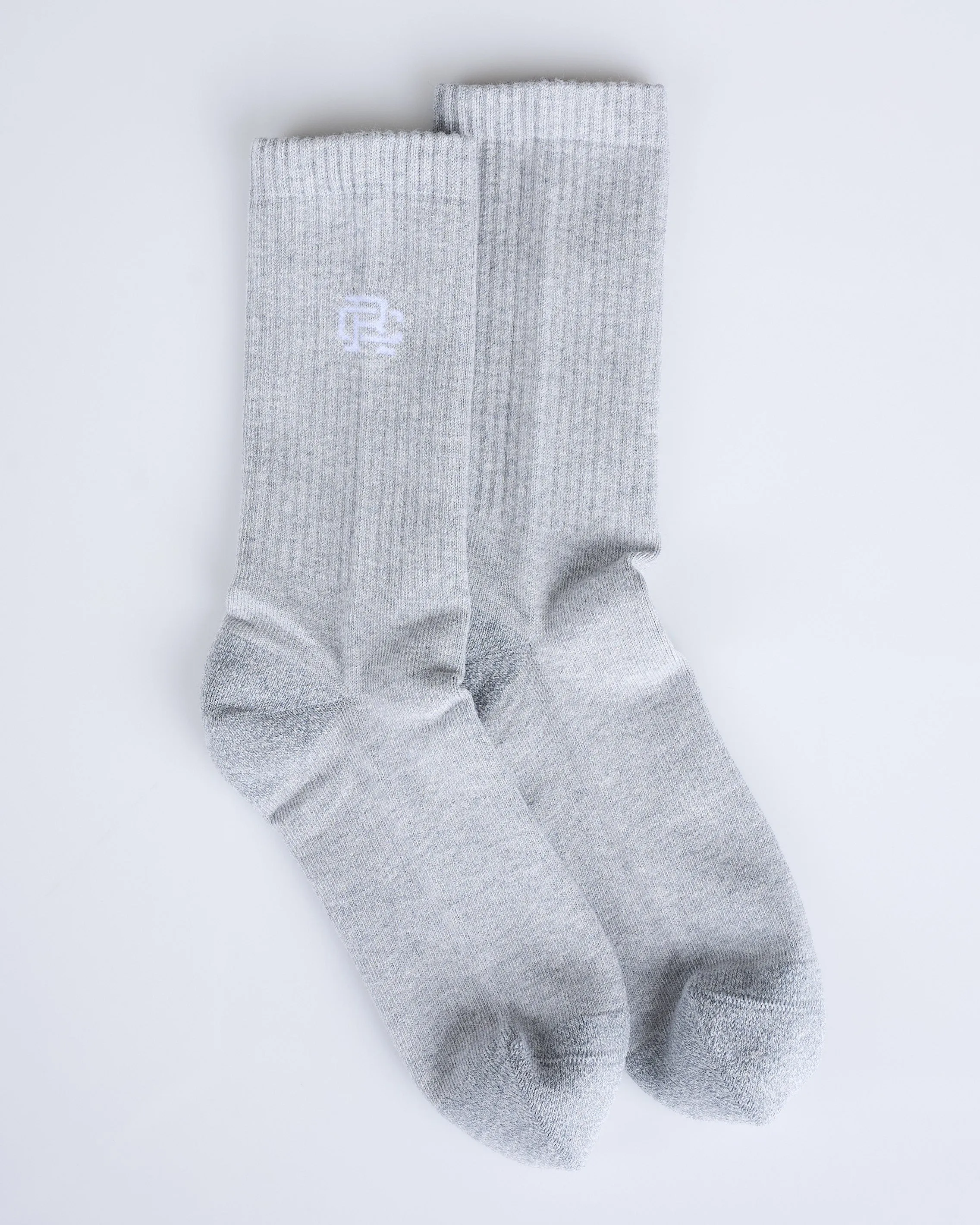 Reigning Champ Knit Classic Crew Sock H. Grey/White