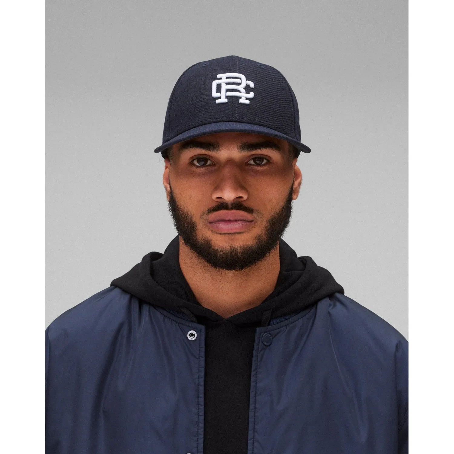 Reigning Champ Men Woven New Era Low Pro 59Fifty Monogram Cap Navy White