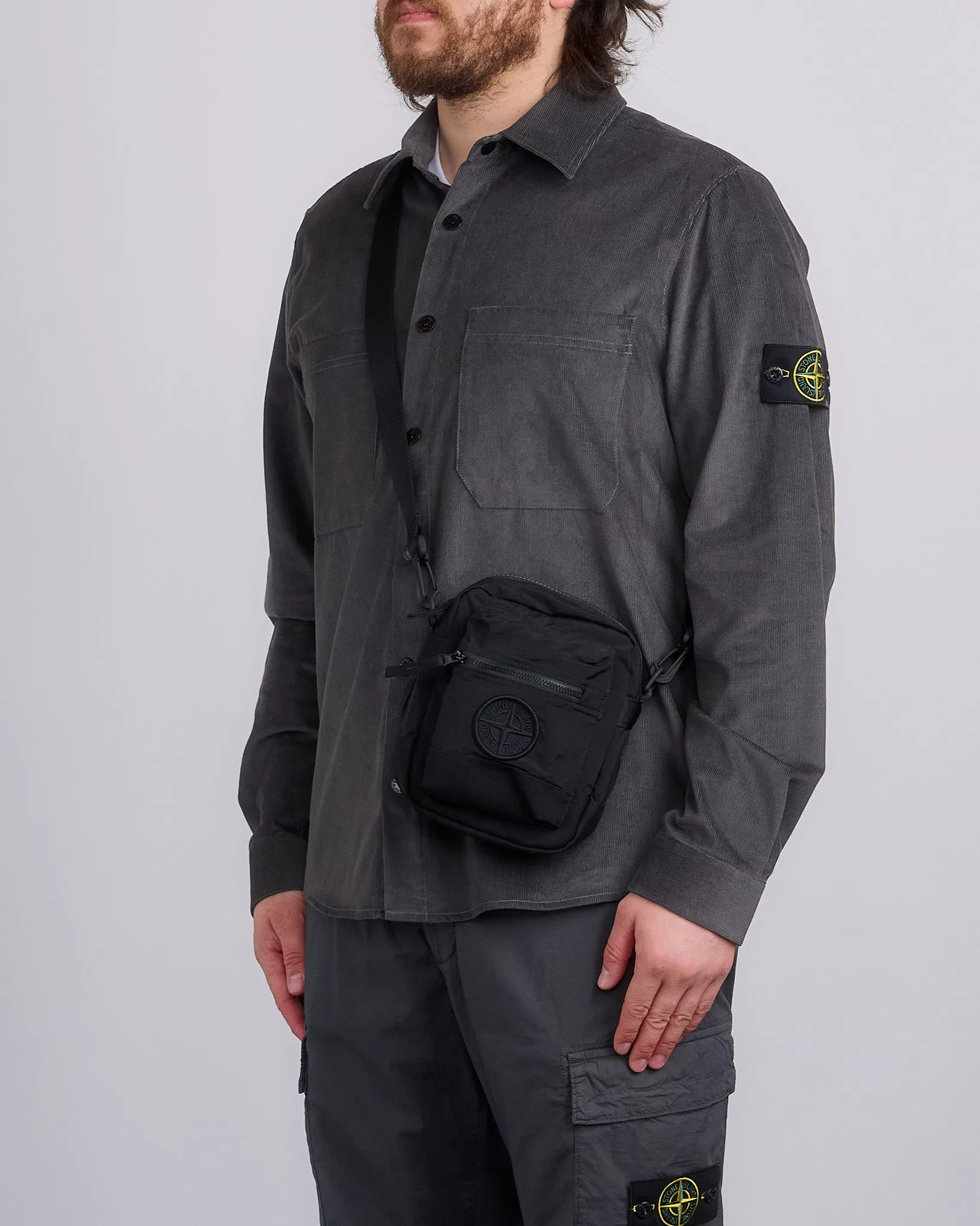 Stone Island Econyl Nylon Metal Crossbody Bag Black