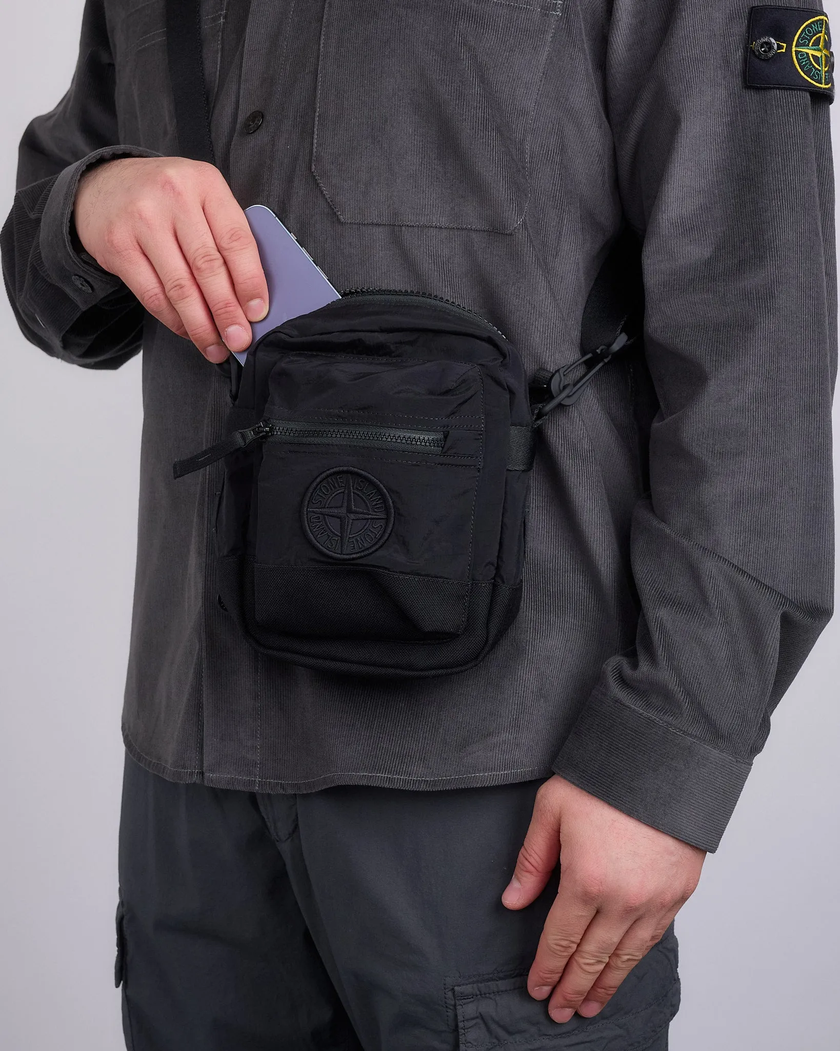 Stone Island Econyl Nylon Metal Crossbody Bag Black